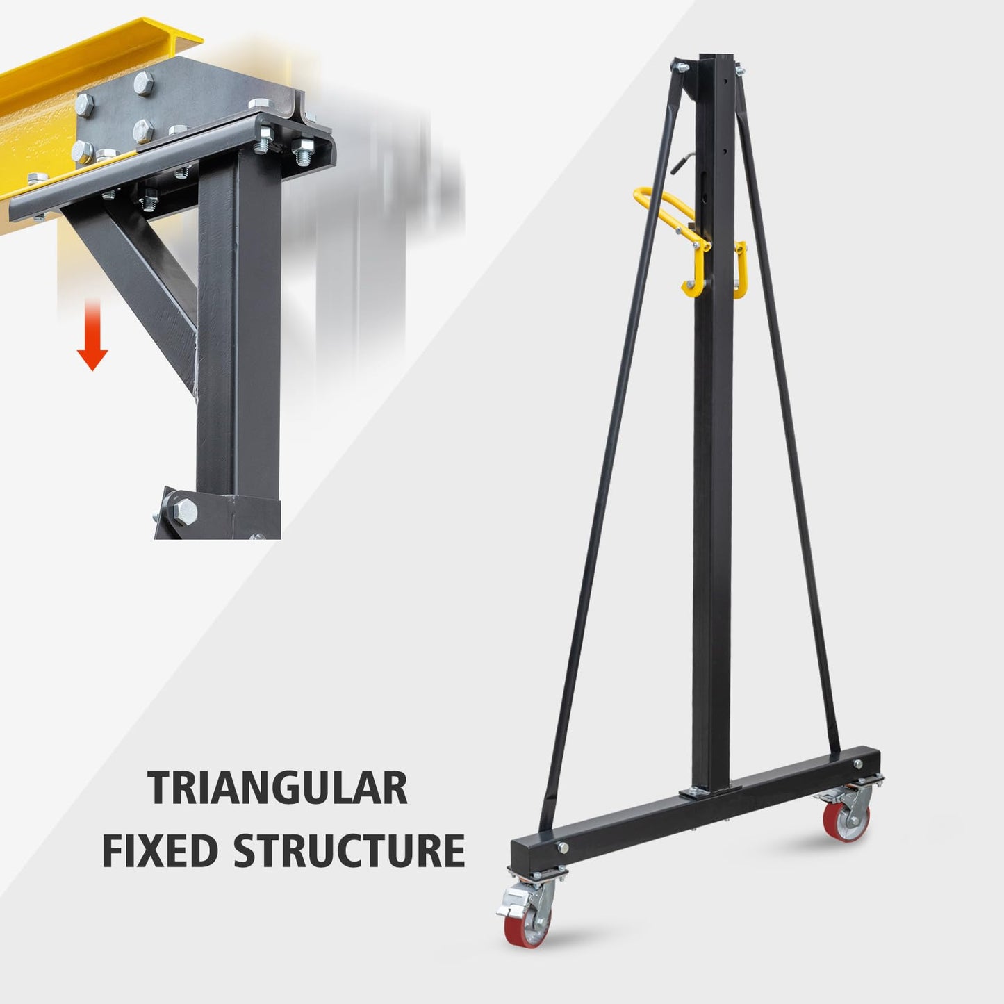 ExploreHorizon Adjustable Gantry Crane, 1 Ton Portable Lift Hoist with Height Range of 97" to 141", 2200 Lbs Load Capacity, Perfect for Factories, Construction Sites, Warehouses, and Auto Repairs