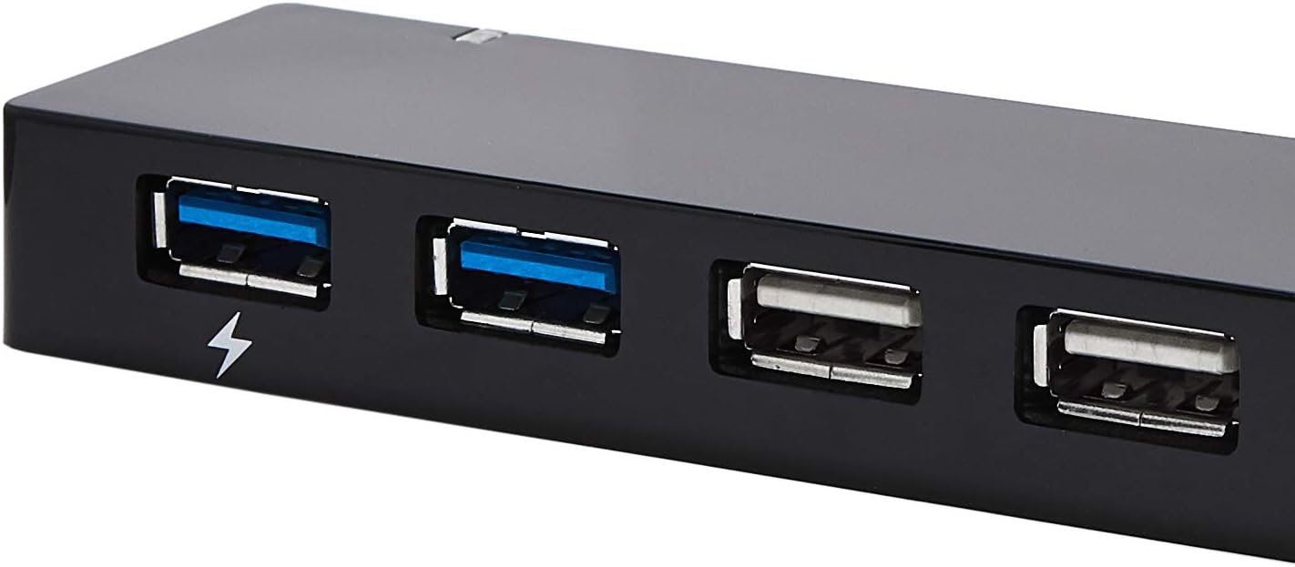 Amazon Basics 3.0 10-Port 5Gbps USB Hub with AC Adapter, Faster Data Transfer for Multiple Devices, Black