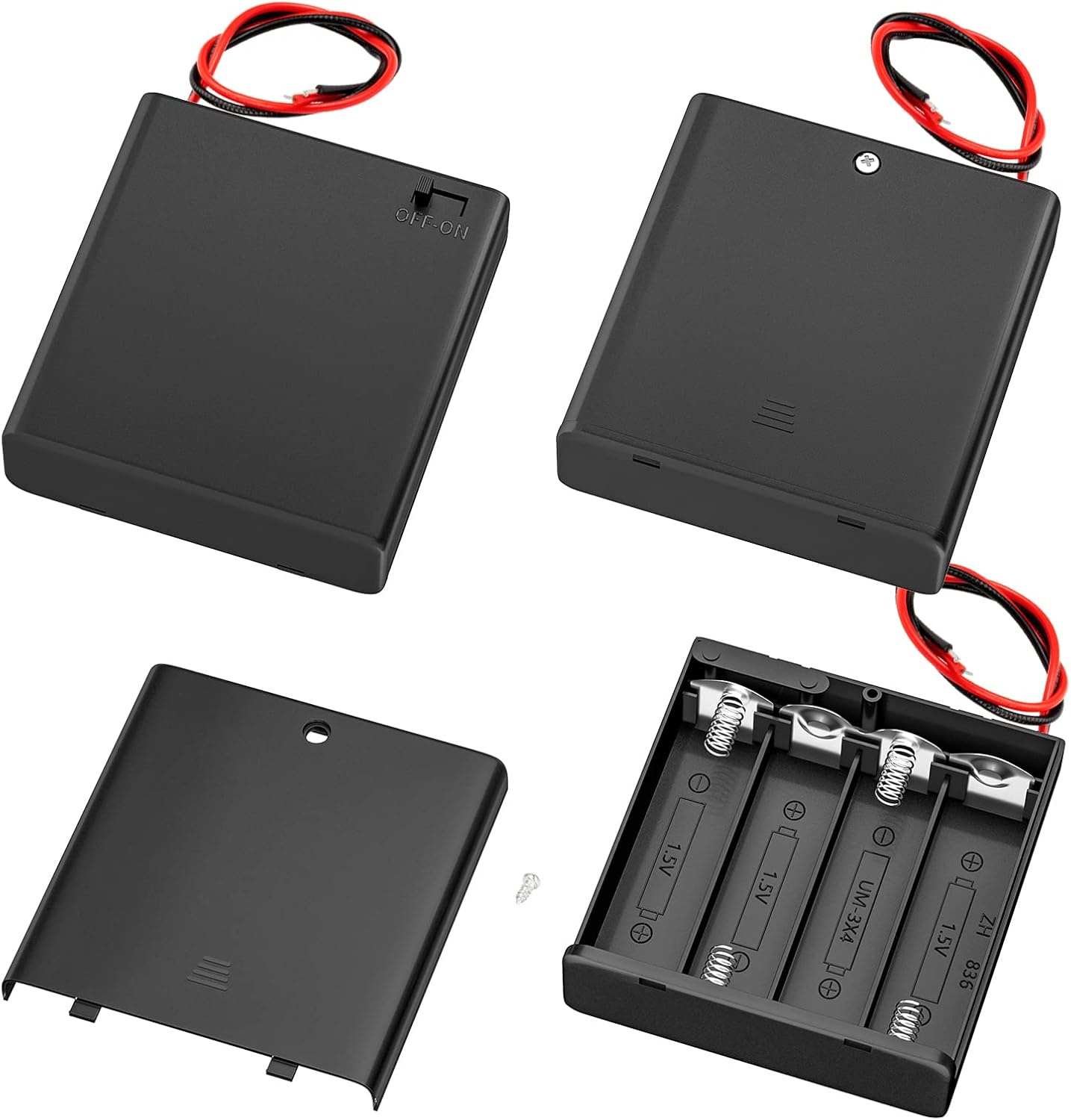 DAIERTEK 4 6V 4 1.5V -3pcs AA Battery Holder with Switch Battery Case Holder with Cover Slots AA Battery Storage Box