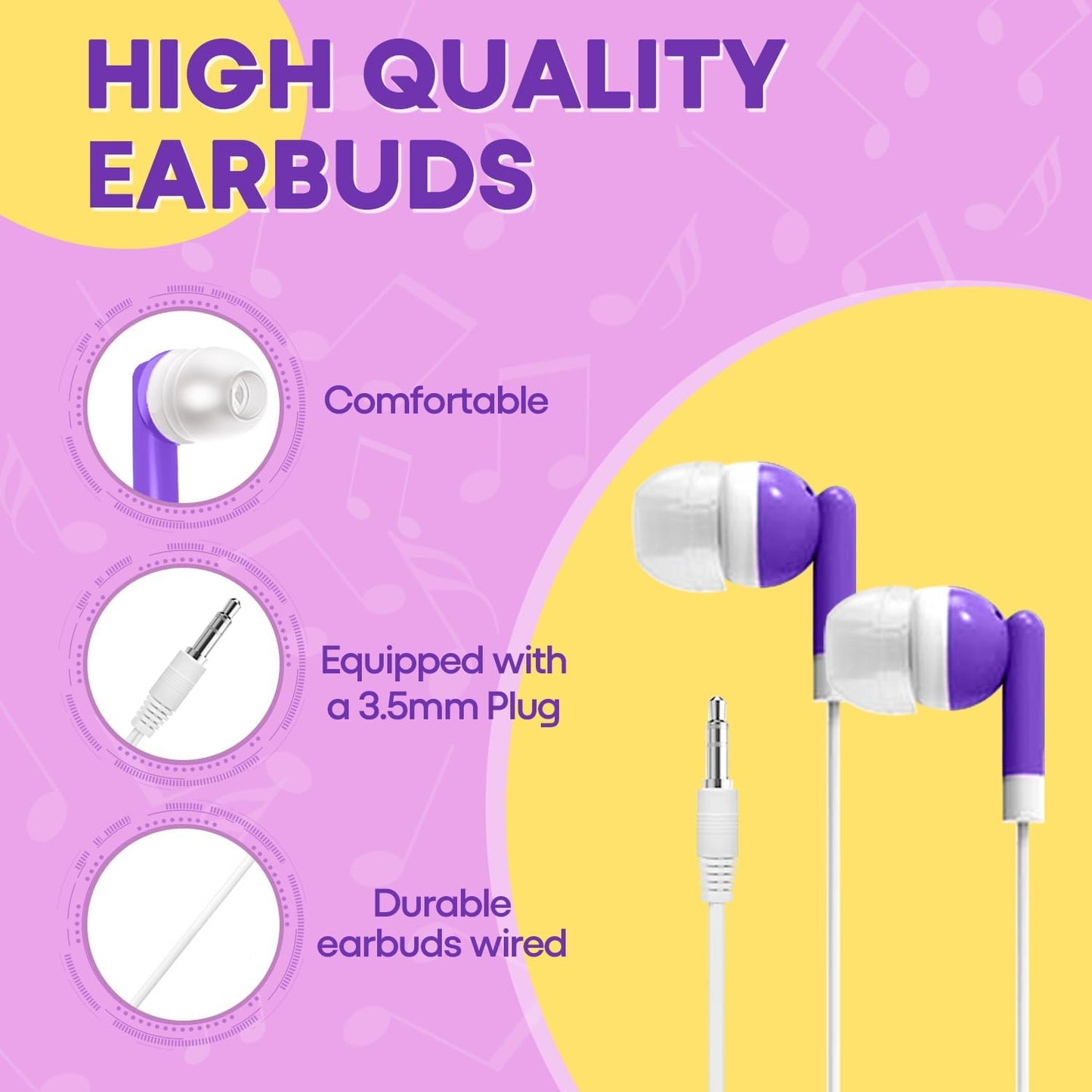 Waneni 30 Pack Set Colors,30 Pack) Wholesale Bulk Earbuds Headphones Class for School Classroom Students Kids Children