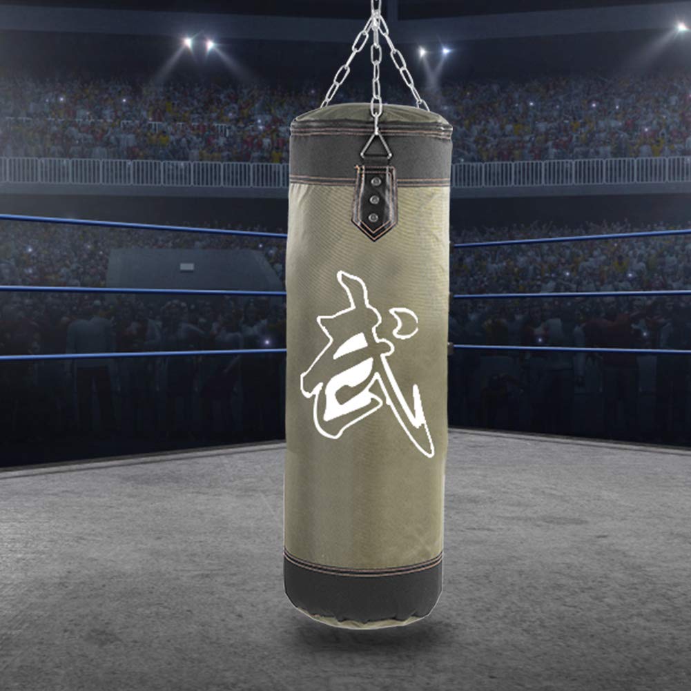 Heavy Punching Bag, Durable Training with Chain, Boxing Bag for Martial Arts, Empty 24 Inch Green for Adults Men Women Home Gym Sports