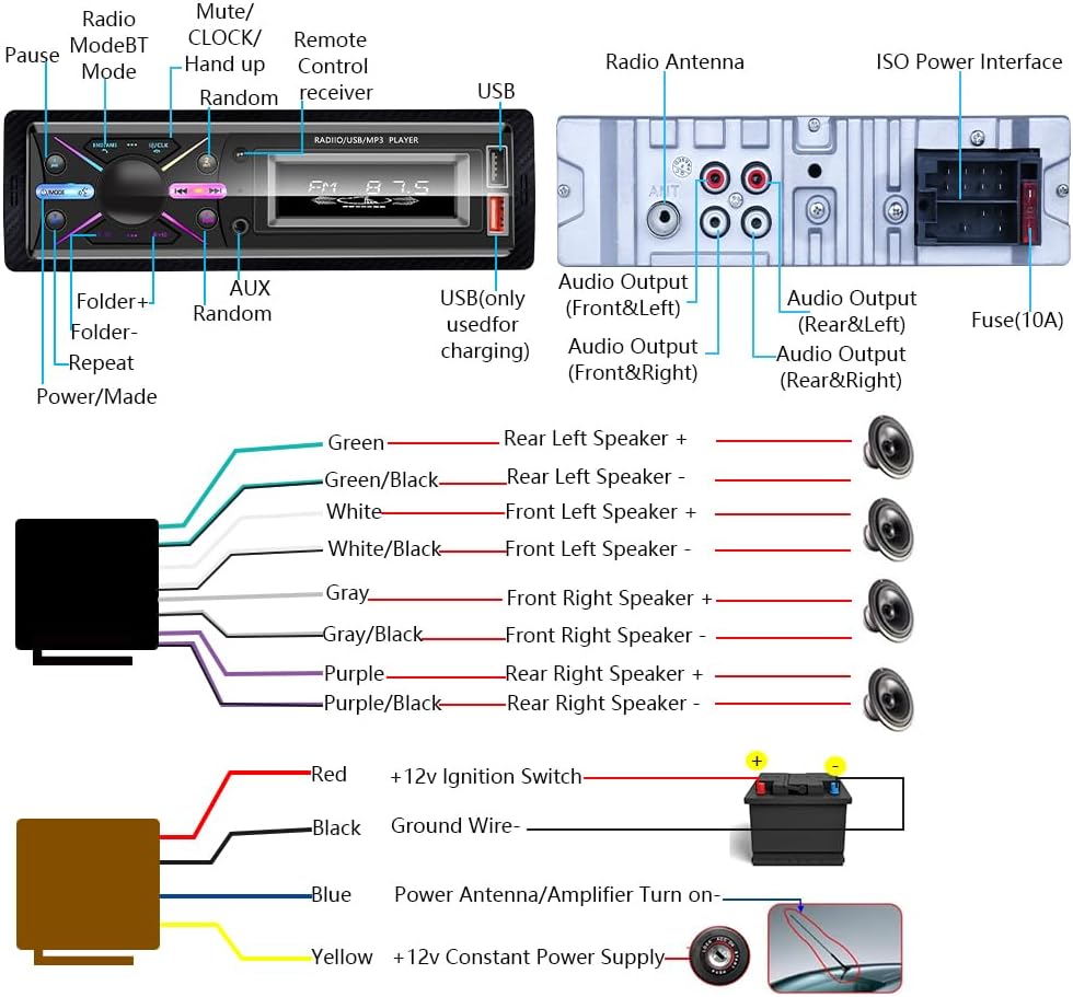 LSLYA MP3 Single Din Car Audio System with APP Control Player for Car Stereo Radio Support Bluetooth