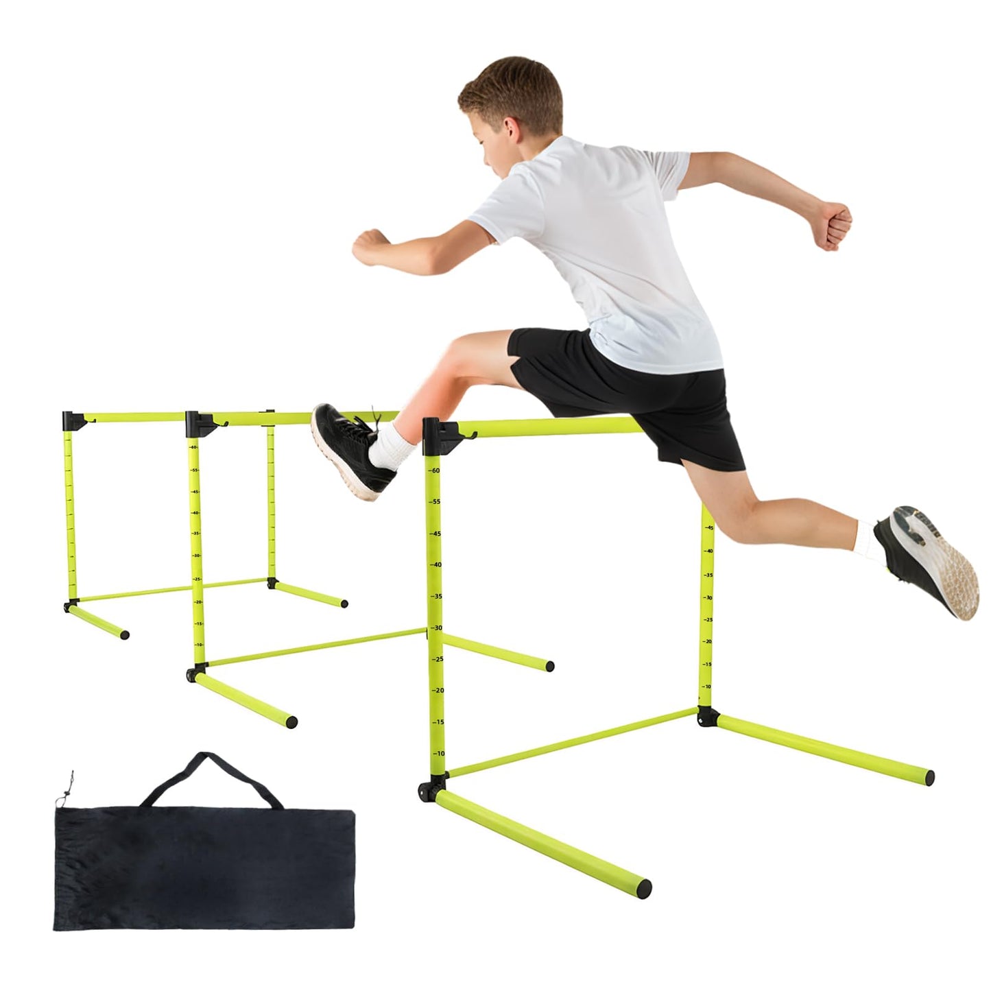GZCNYLYS 3PCS Adjustable Height Hurdles Training Equipment, Agility Hurdles with Storage Bag, Removable Track Hurdle, Speed Training Equipment for Soccer, Football and Track & Field Sports