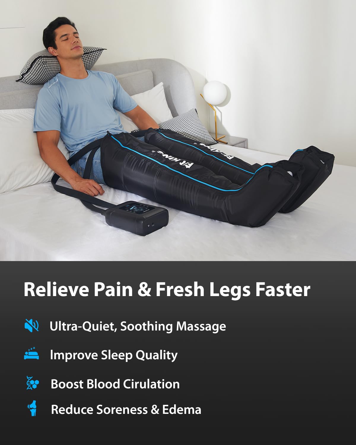 FIT KING Professional Air Compression Leg Recovery System, Cordless Rechargeable Leg Compression Massager Boots for Fast Recovery & Improved Circulation, Compression Boot for Athletes (Medium)