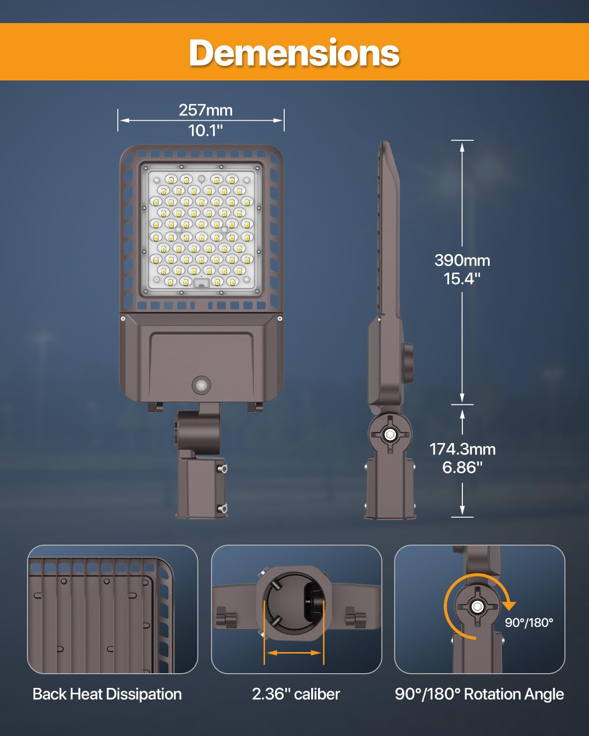 DEMILARE Parking Lot Lights 200W 30,000LM Slip Fitter Led Street Pole Light with Dusk-to-Dawn Photocell 5000K 100-277V IP65 Waterproof Outdoor Commercial Area Lighting for Parking Lot, Roadways 3PACK