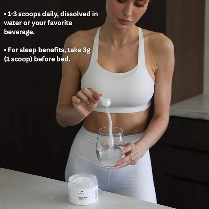 Glycine Powder 250g | Non-Essential Amino Acids Supplement for Post Workout Muscle Recovery, Digestion, Sleep Aid + More - Vegan, Additive-Free, Third-Party Tested | Centenarius Nutrition