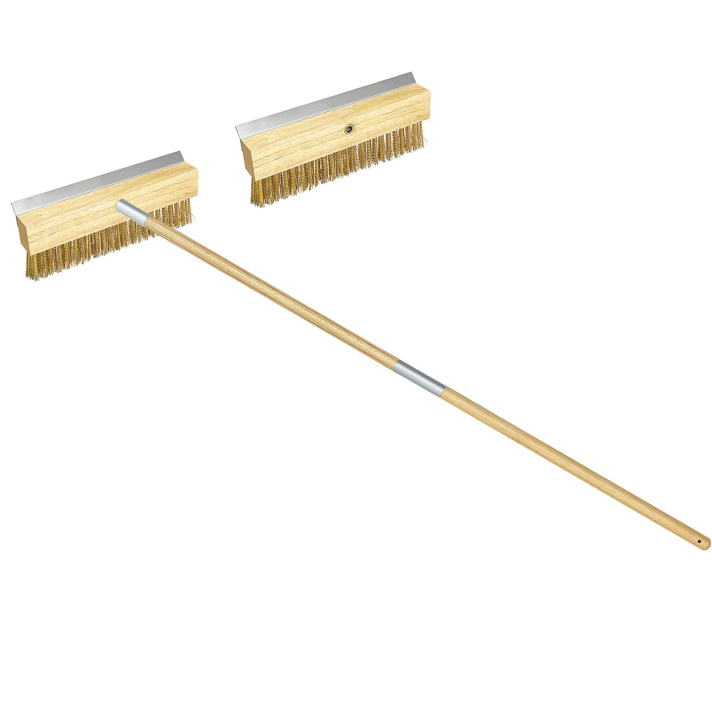 Commercial Oven Brush - Long Handle Pizza Oven Scraper Brush with Nylon & Brass Bristles for Grill & Bakery Cleaning