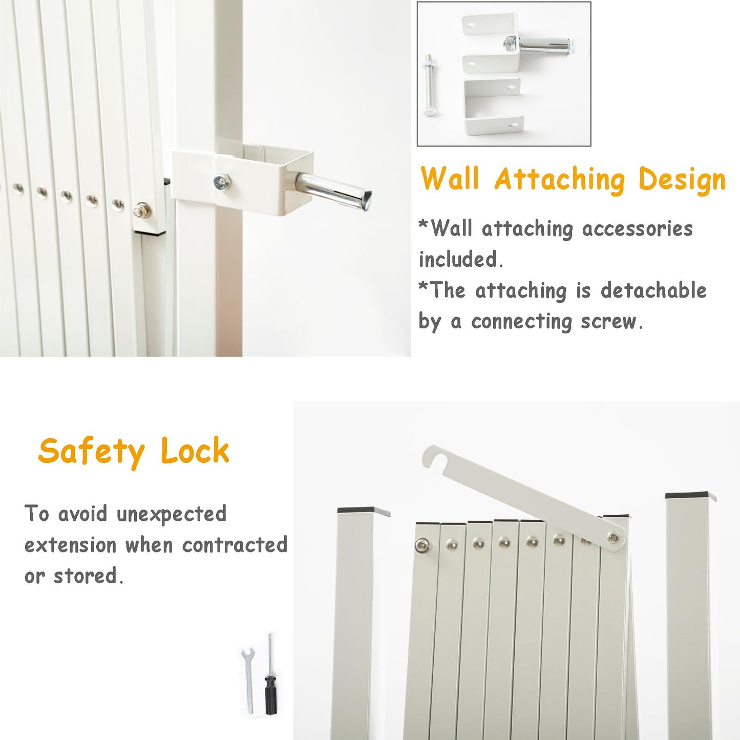 KENNISI Metal Expandable Dog Gate, 9Feet, Versatile Accordion Safety Barrier, Portable Retractable Barricade, Free Standing Adjustable Pet Fence, Indoor and Outdoor