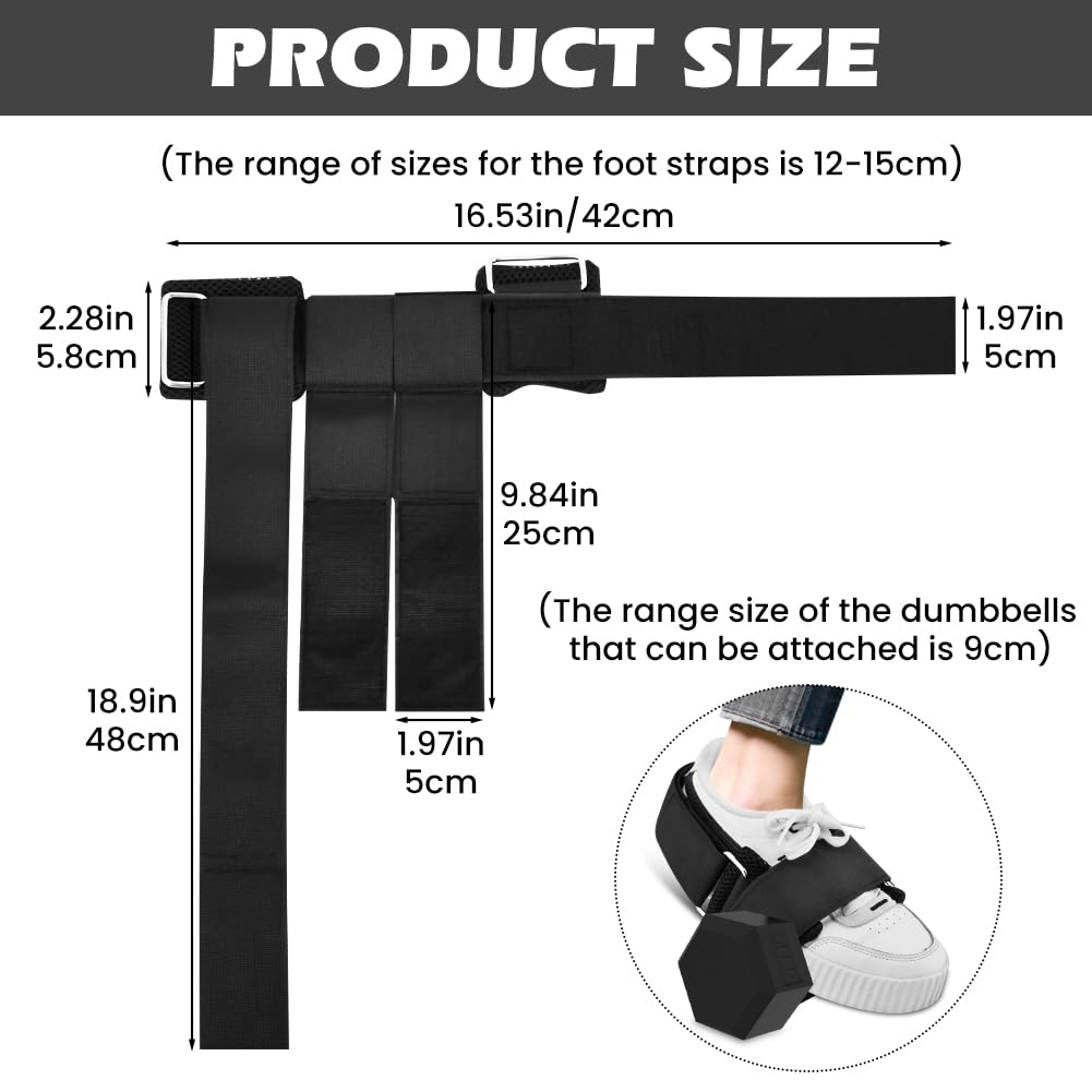 Yonderfume 2 PCS Dumbbell Foot Attachment, Extension Monkey Foot Dumbbell Attachment Straps, Foots Weight, Tibialis Trainer, Ankle Straps for Fitness Training, Leg Extensions