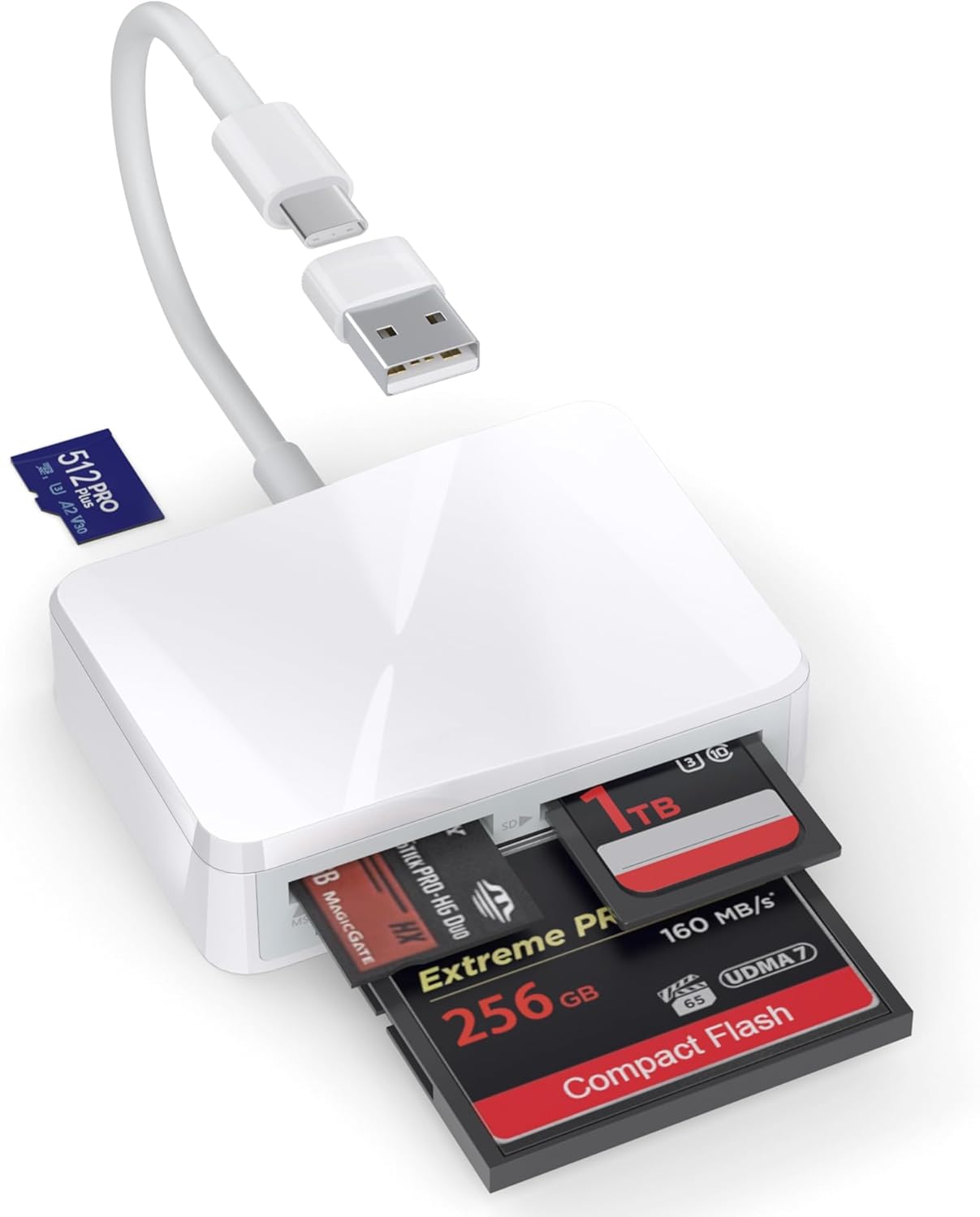 RRSITIAU 4 1 17/16/15 M4/M3/M2 SD Card Reader, in USB C to SD/TF/CF/MS Card Reader with USB to USB C Adapter Memroy