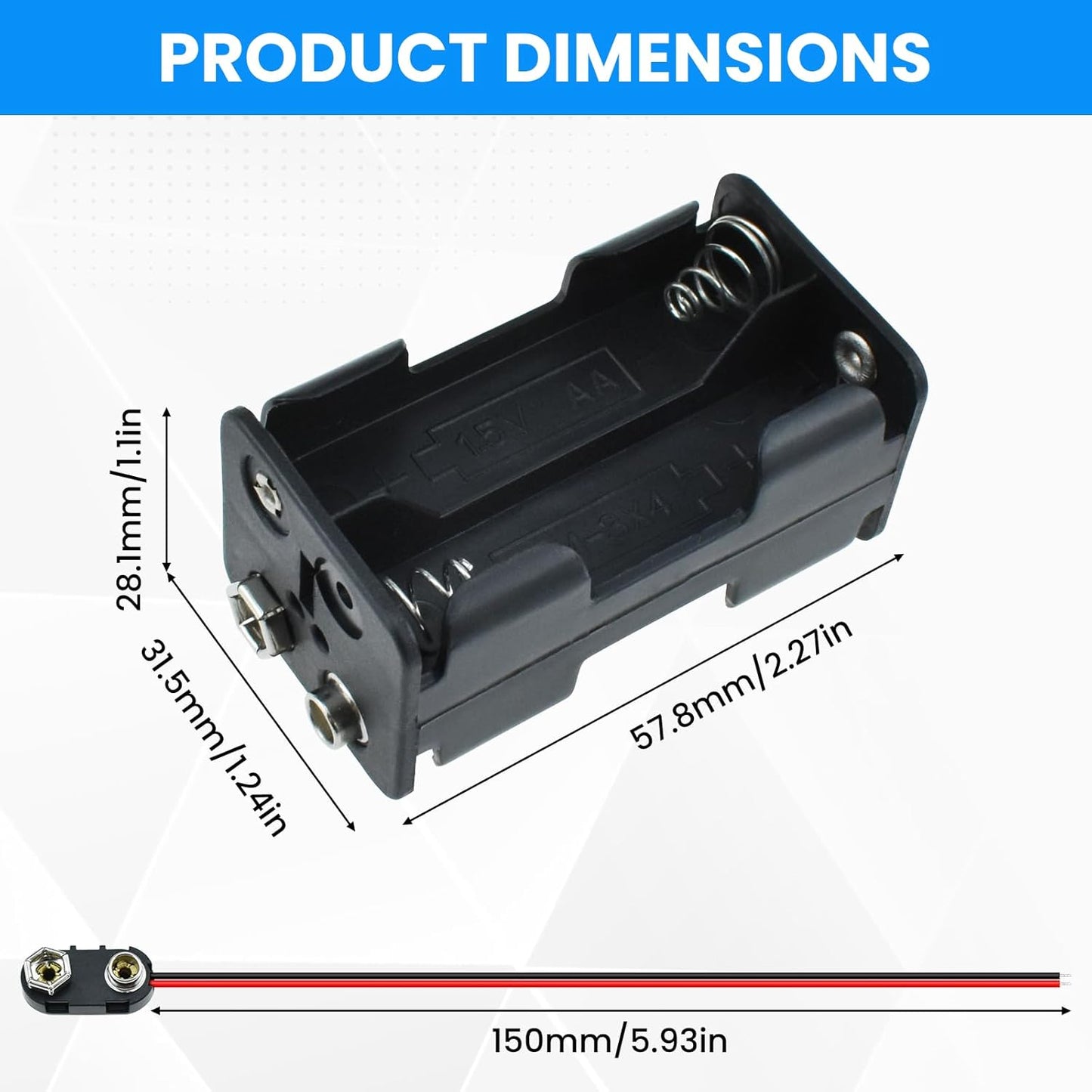 SDTC Tech 2-Set 4X 1.5V 6 AA Battery Holder and I Type Snap Connector Kit Volt Thicken Plastic Battery Case Box