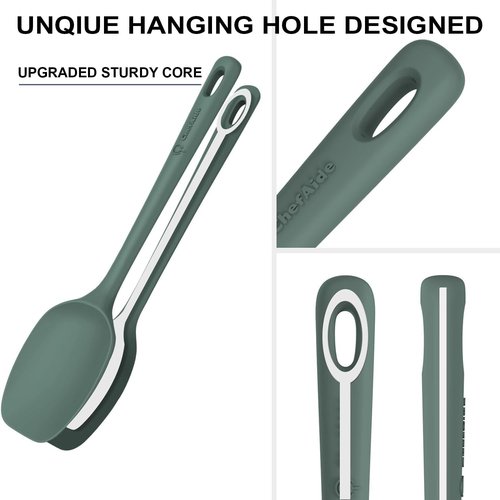 ChefAide Silicone Spatula Set - 5 Pieces, Ergonomic Grip, Heat Resistant Up to 600°F for Nonstick Cookware
