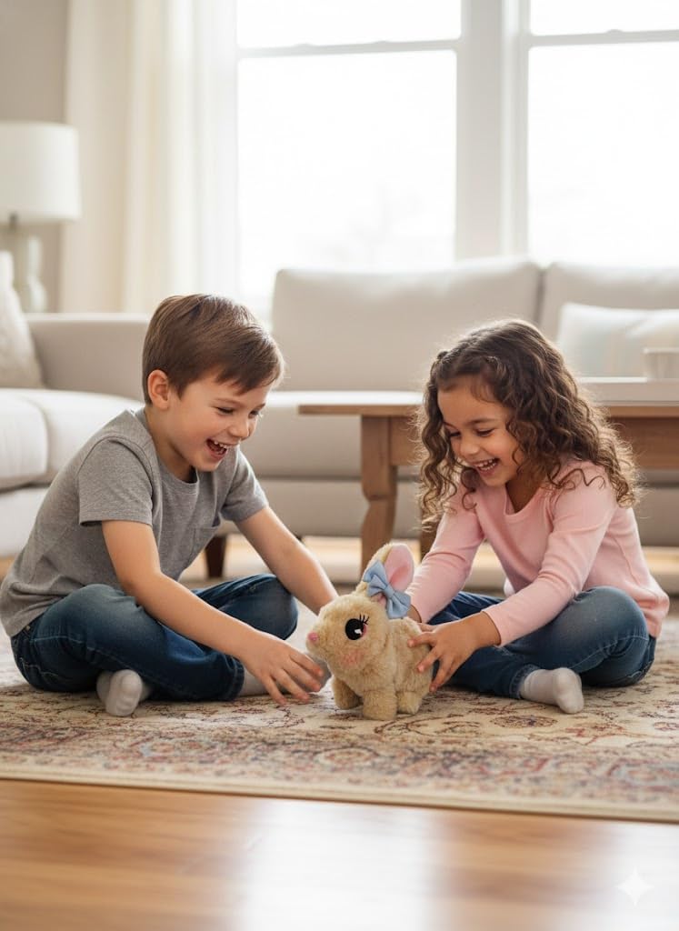 Skiennix Interactive Easter Bunny Toy - Animated Plush Rabbit with Sounds & Movements | Brown
