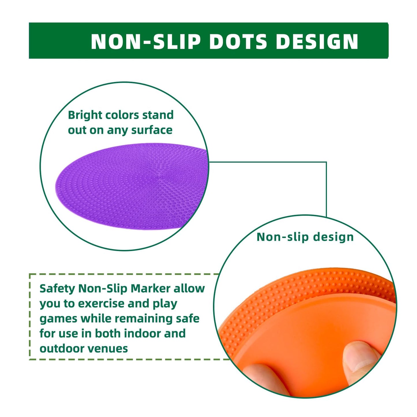 LZKIB 4 Inch 24 Pcs Poly Spot Markers Non-Slip Rubber Floor Dots for Gym, Flat Cones Agility Markers Poly Dots for Gym Floor Sports Soccer Basketball Speed Agility Training Dance Classroom