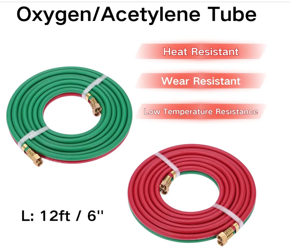 Portable Oxy Acetylene Torch Kit, Complete Welding & Cutting Kit with Oxygen & Acetylene Tanks, Dual Gauge, Regulators & Hoses, Professional Tote Oxygen Acetylene Torch Set for Brazing, Cutting