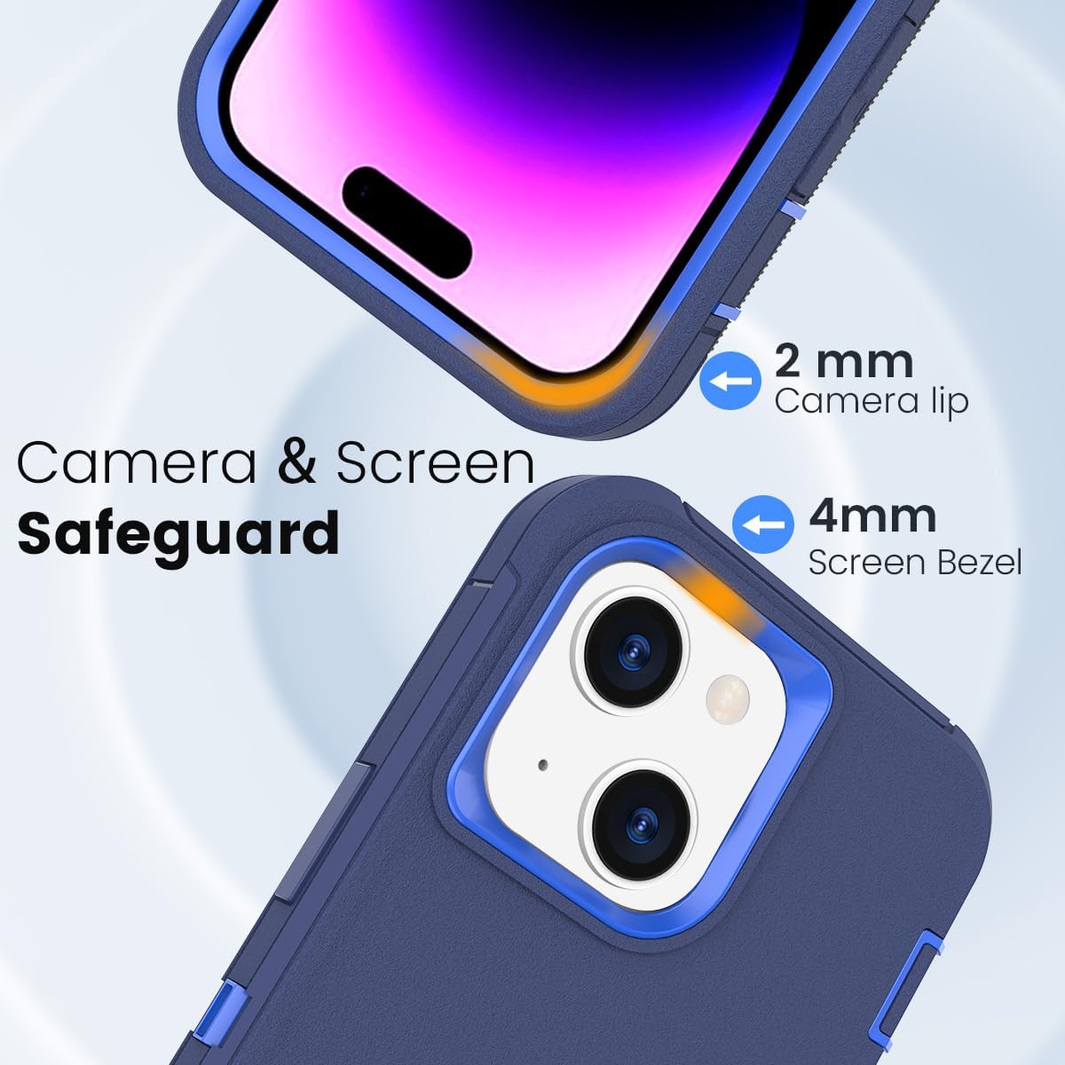 Ballaber 15 15/14/13 6.1 inch Compatible with iPhone for Men, Dual Layer Shockproof Full Body Cover Military Grade Drop
