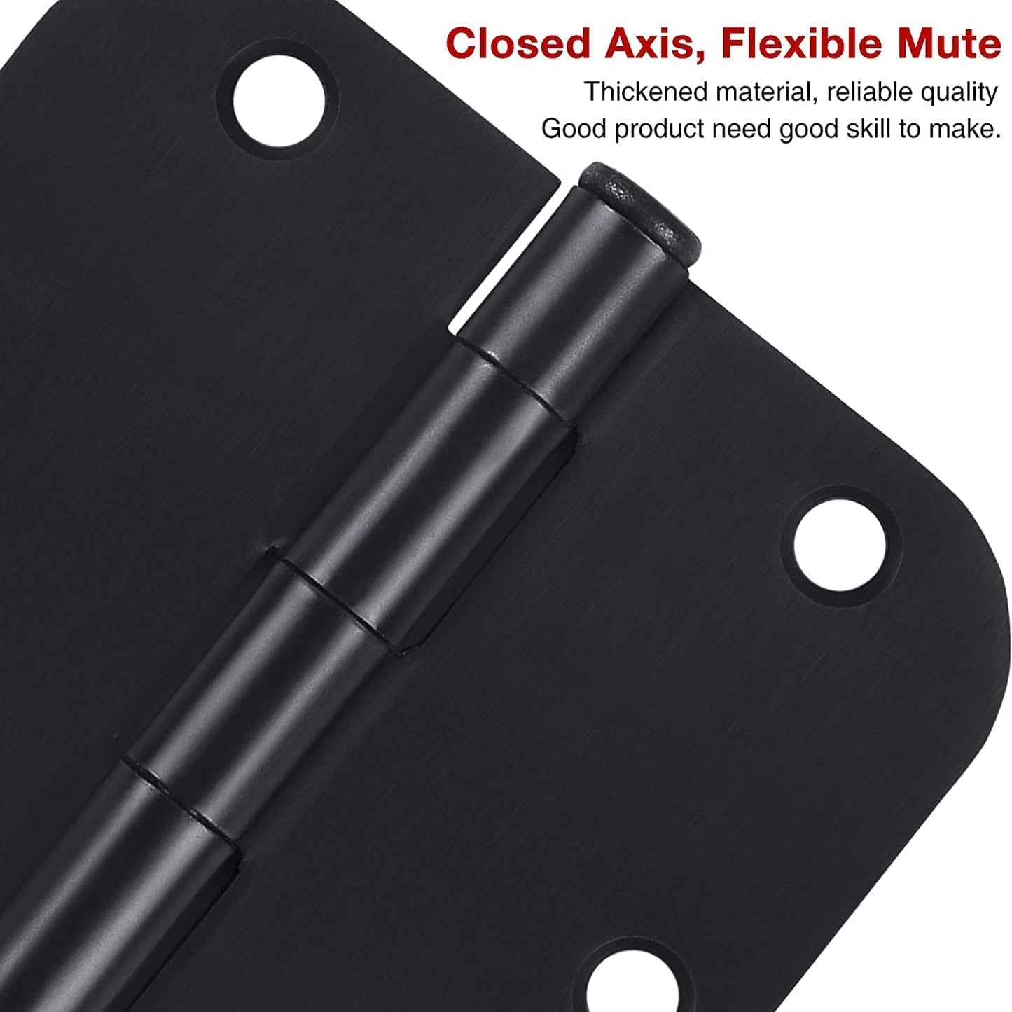 30 Pack Matte Black Door Hinges 3.5 x 3.5 Inch 5/8" Radius, Interior Heavy-Duty Rounded Hinge for Doors Standard Bedroom Office Door Hardware Removable Pin,RV,Garage,Storage Shed,Livestock Facilities