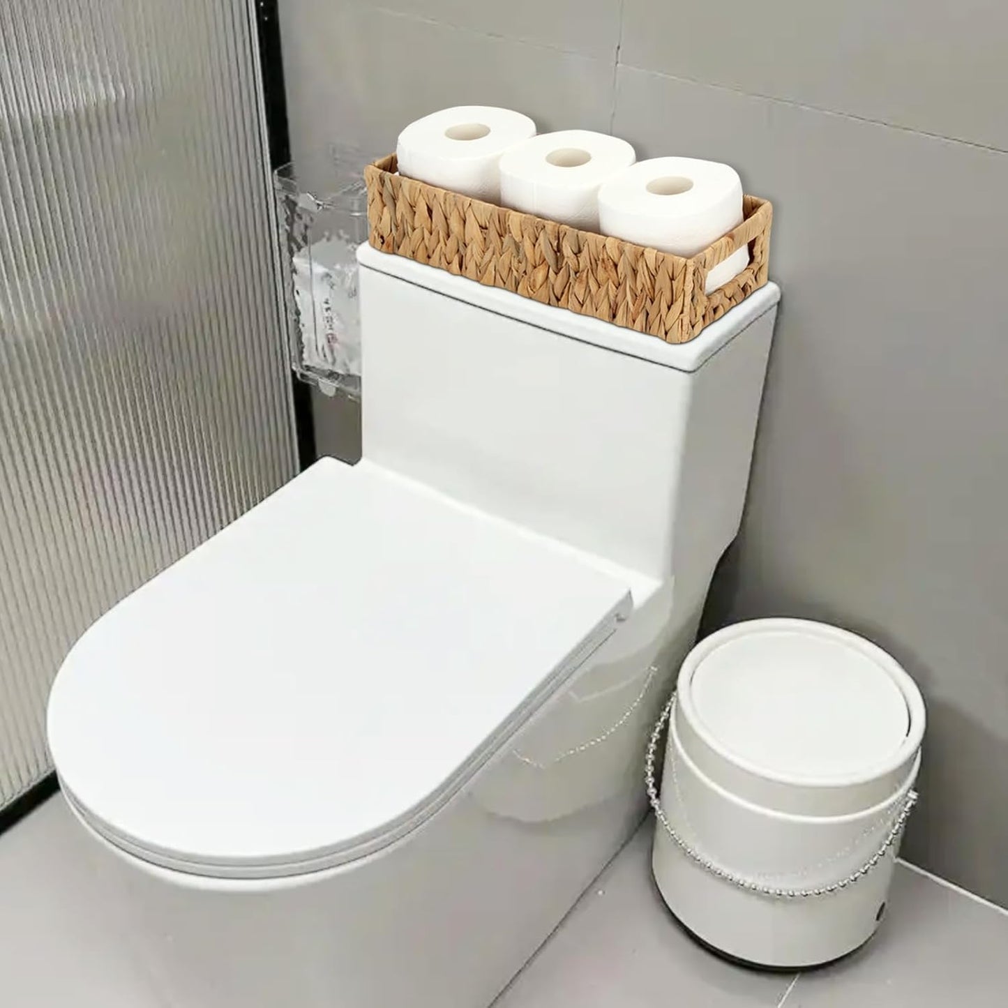 Regine Switzerland Wicker Storage Basket - Stylish Water Hyacinth Organizer for Bathroom & Pantry | 2 Pack