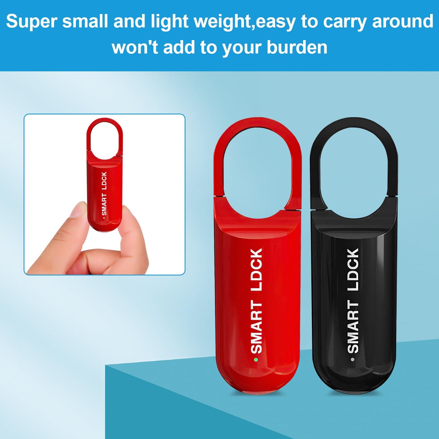 Decruil Smart Fingerprint Padlock for Locker, Small Rechargeable Fingerprint Lock, Keyless Biometric Thumbprint Padlock for Gym School Locker, Suitcase, Backpack