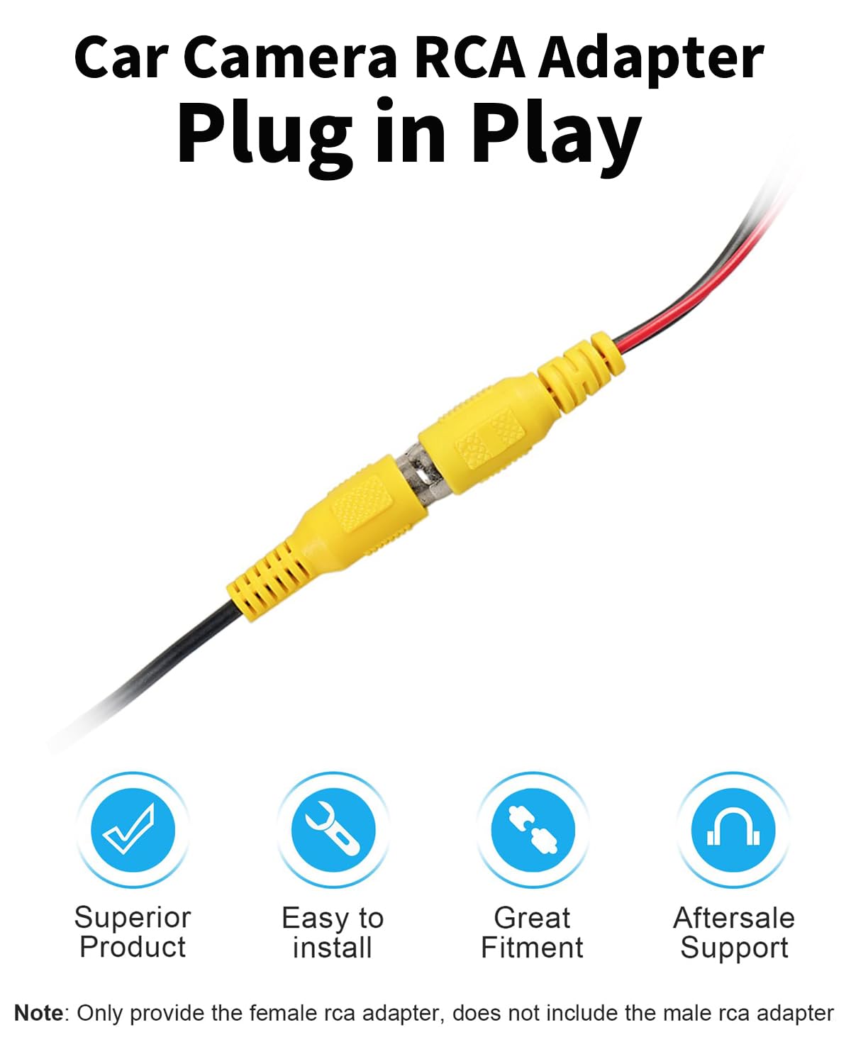 JUNMUL 10 Pin RCA Cables Vehicle Backup Cameras Video Input Plug Adapter, Car Stereo Radio Wiring Harness Connector