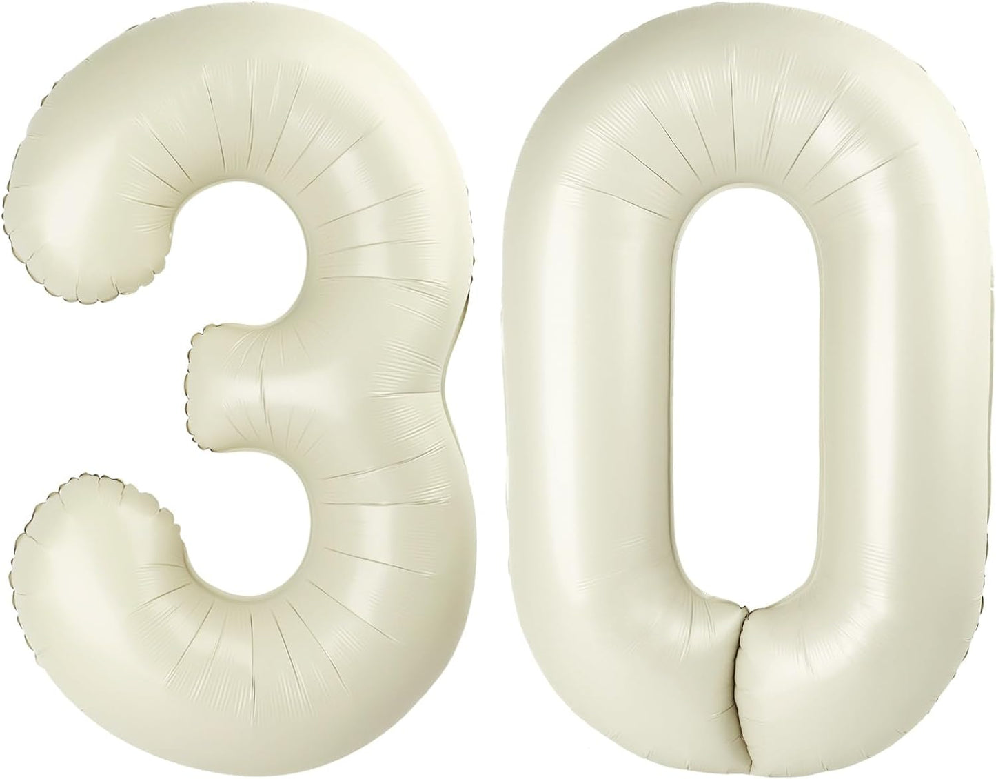 Number Balloons - 30 & 40 Inch Cream Foil Birthday Decorations for Him & Her | Perfect for Celebrations