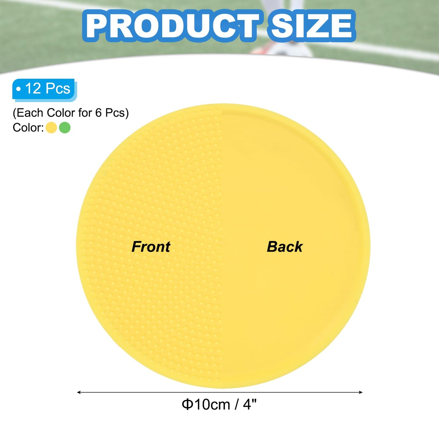 PATIKIL Spot Markers 4 Inch, 12 Pcs Non-Slip Floor Dots Agility Markers Flat Field Cones Poly Dots for Gym PE Speed Training Dance Soccer Basketball Sports, Yellow/Green
