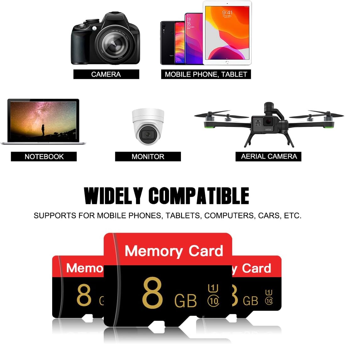 ESHAKHARE 8 C10/U1/UHS-I/A1 8GB) Micro Memory Card GB with Adapter, TransFlash Card, TF Card for Camera, Smartphone