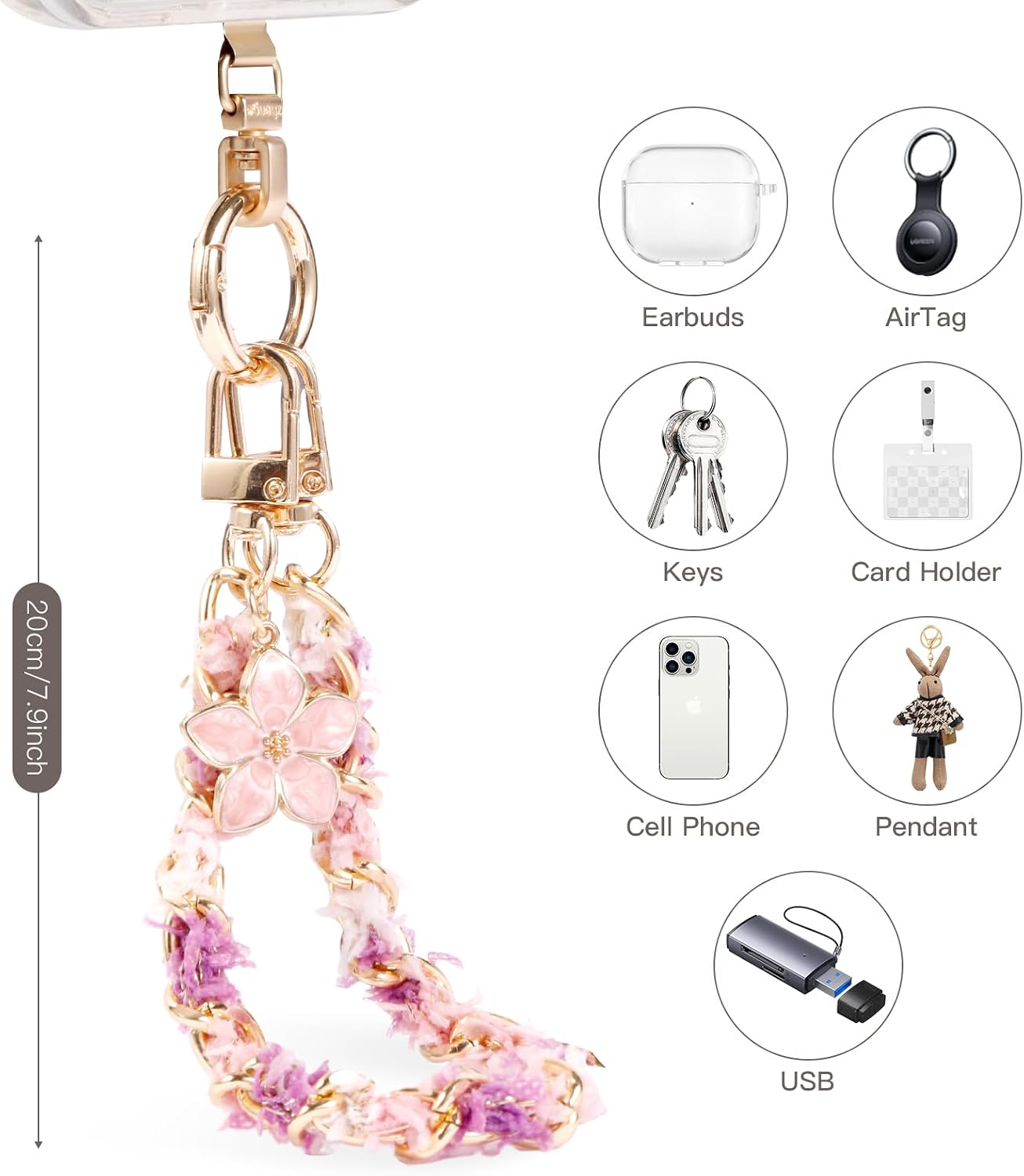 17 Long Pond Designer Cell Phone Wrist Strap, Anti-Lost Lanyard Wristlet Charm for iPhone Pro Max&Most Cellphones