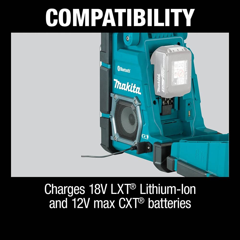 Makita XRM10 18V LXT® / 12V max CXT® Lithium-Ion Cordless Bluetooth® Job Site Charger/Radio, Tool Only