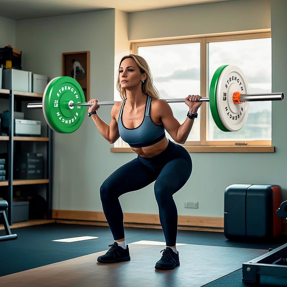 Rendpas Premium Color-Coded Rubber Bumper Plates Set - 2 Inch Noise Reducing Olympic Weight Plates for Cross Training (260LB)