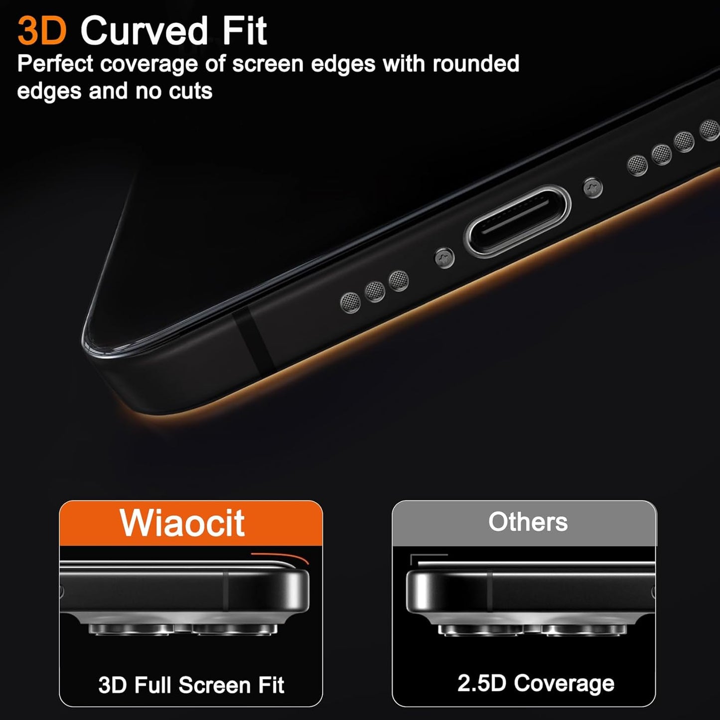 3 Pack 16 3 Pack 9H Wiaocit Tempered Glass Privacy Screen Protector for iPhone Pro with Camera Lens Protector