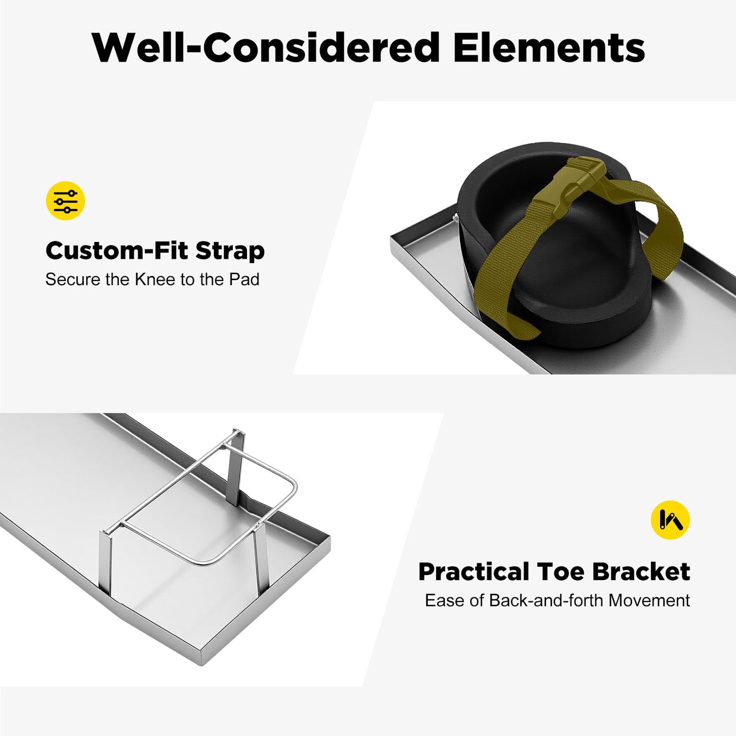 Concrete Knee Boards Slider, 28”x 8”Stainless Steel Concrete Knee Boards Slider Concretings Knees Pads Moving Board Folding Mobile Skateboard for Concreting Finishing Work Moving Sliders (27.17"*8")