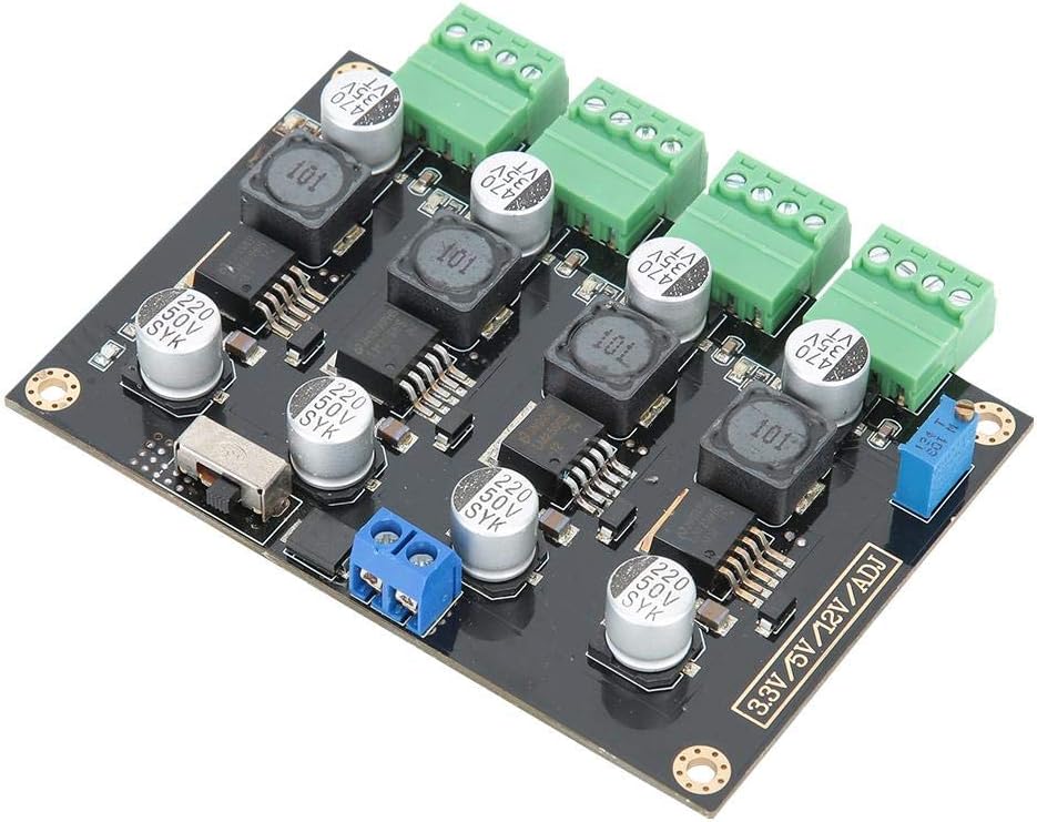 ASHATA 3.3V/5V/12V/ADJ Converter,LM2596 4-Way Multi-Channel Switching Power Supply Module with Adjustable Voltage