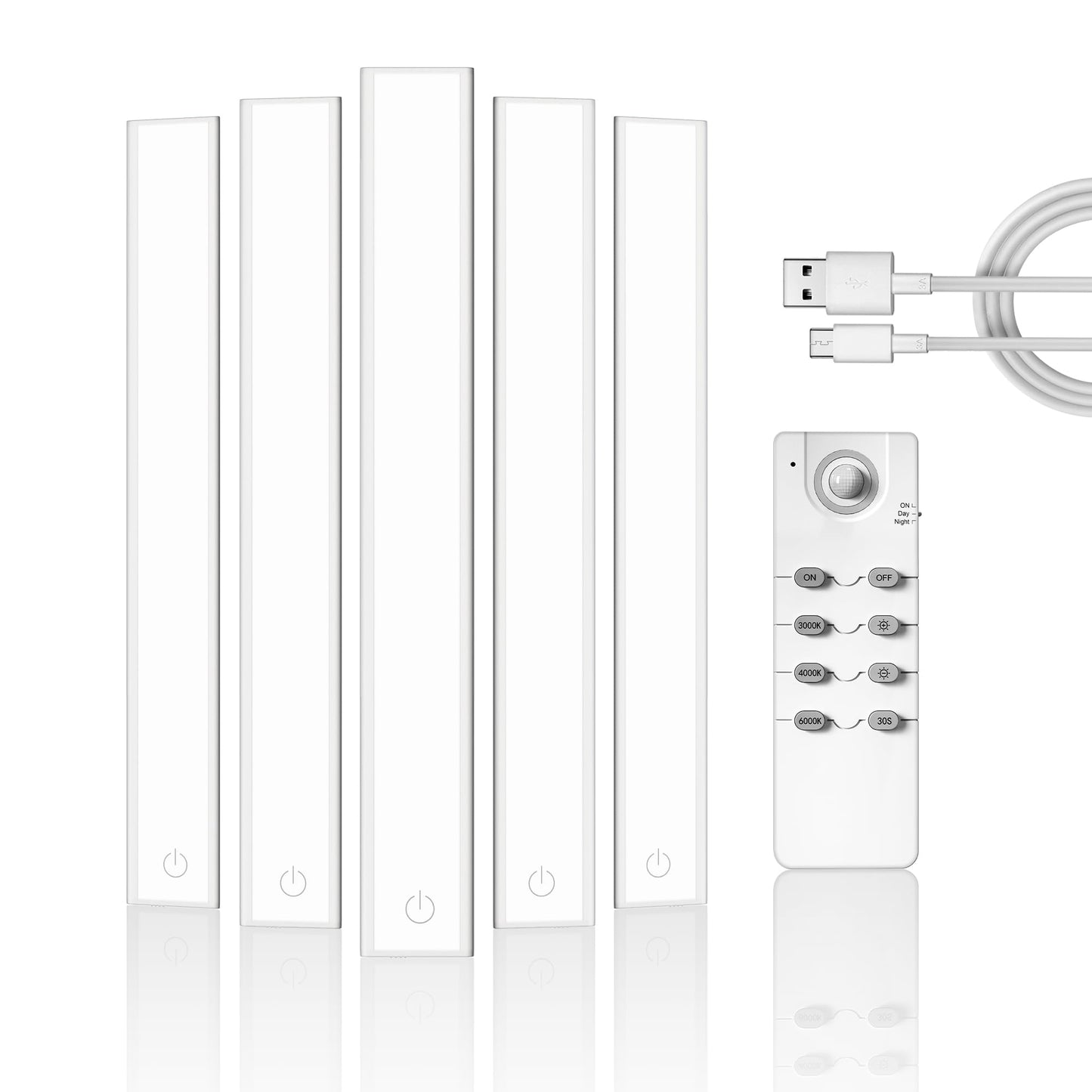 MEKKLEON Under Cabinet Lighting Wireless, 66 LED Rechargeable Battery Operated Motion Sensor Light, 3 Color Closet Lights USB Charging, Dimmable Under Counter Lights with Remote for Kitchen (5, 40cm)