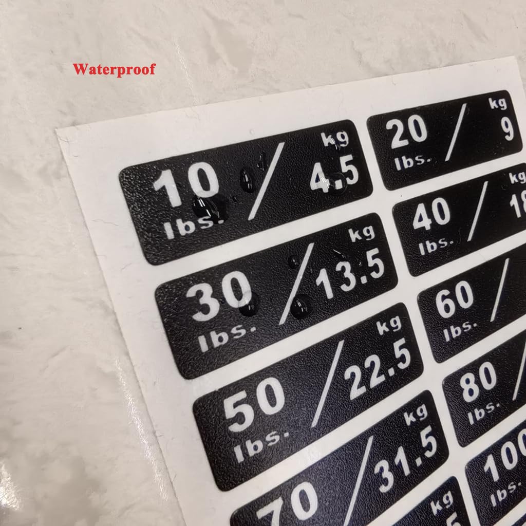 10-260LBS/4.5-117KG Gym Equipment Weight Stack Stickers Custom Weight Plate Stickers and Safety Warning Stickers