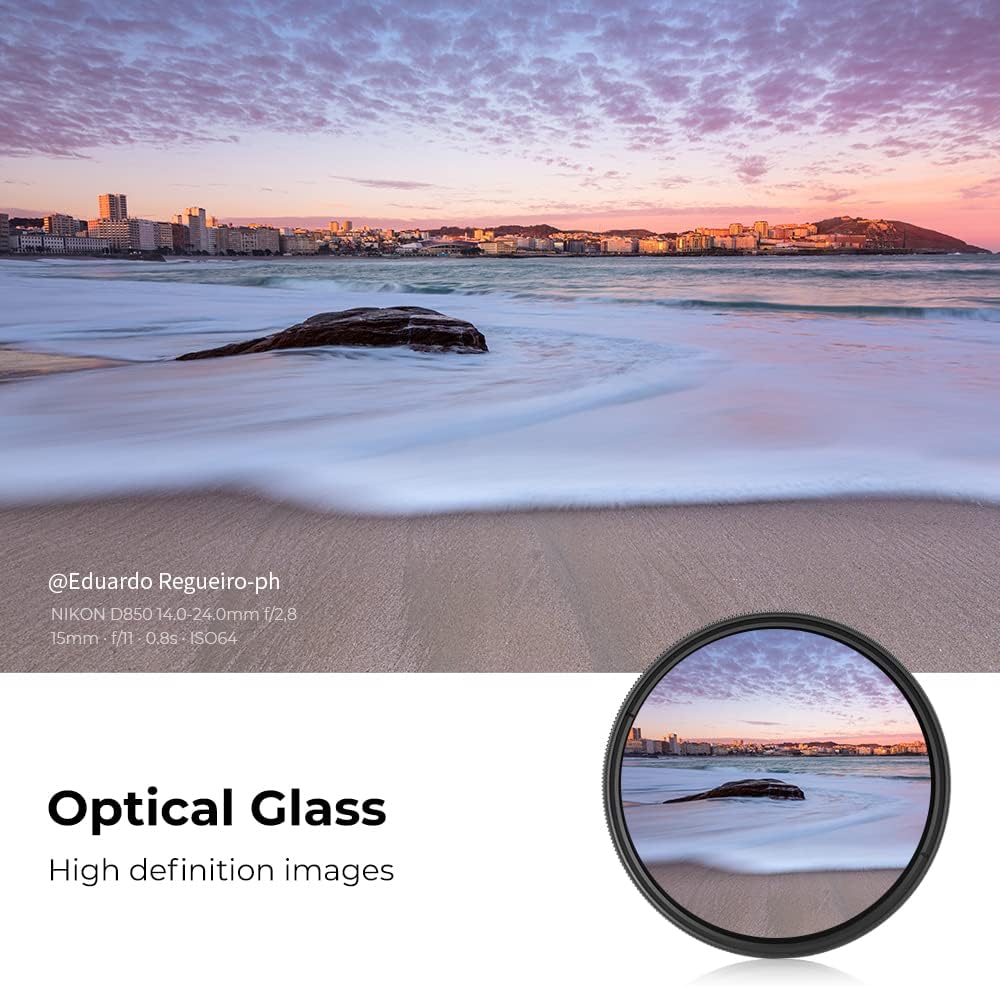 K&F CONCEPT 46mm ND2-ND400 (1-9 Variable ND Lens Filter Stops) for Camera Lens, Adjustable Neutral Density Filter