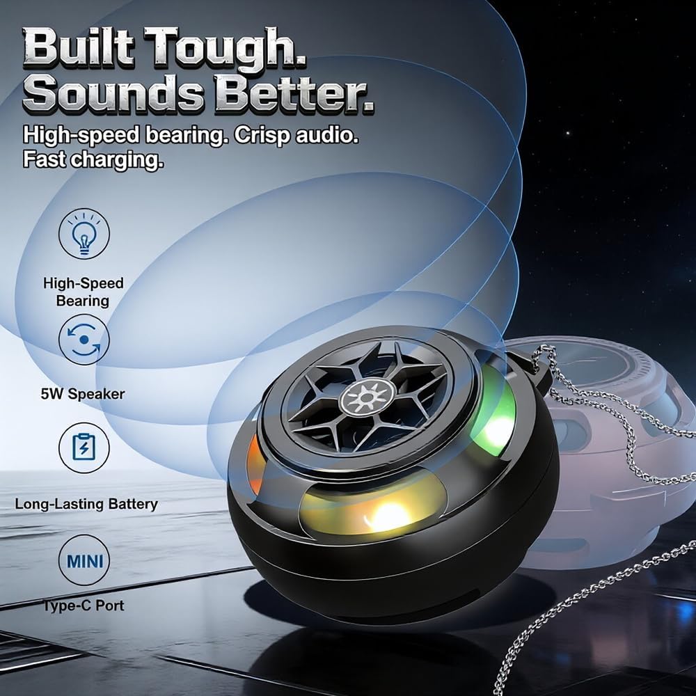 Starphen 2026 6.0 Speaker with Fidget Spinner , New Bluetooth Fidget Toys for Adults Men, Metal Spinning Speaker