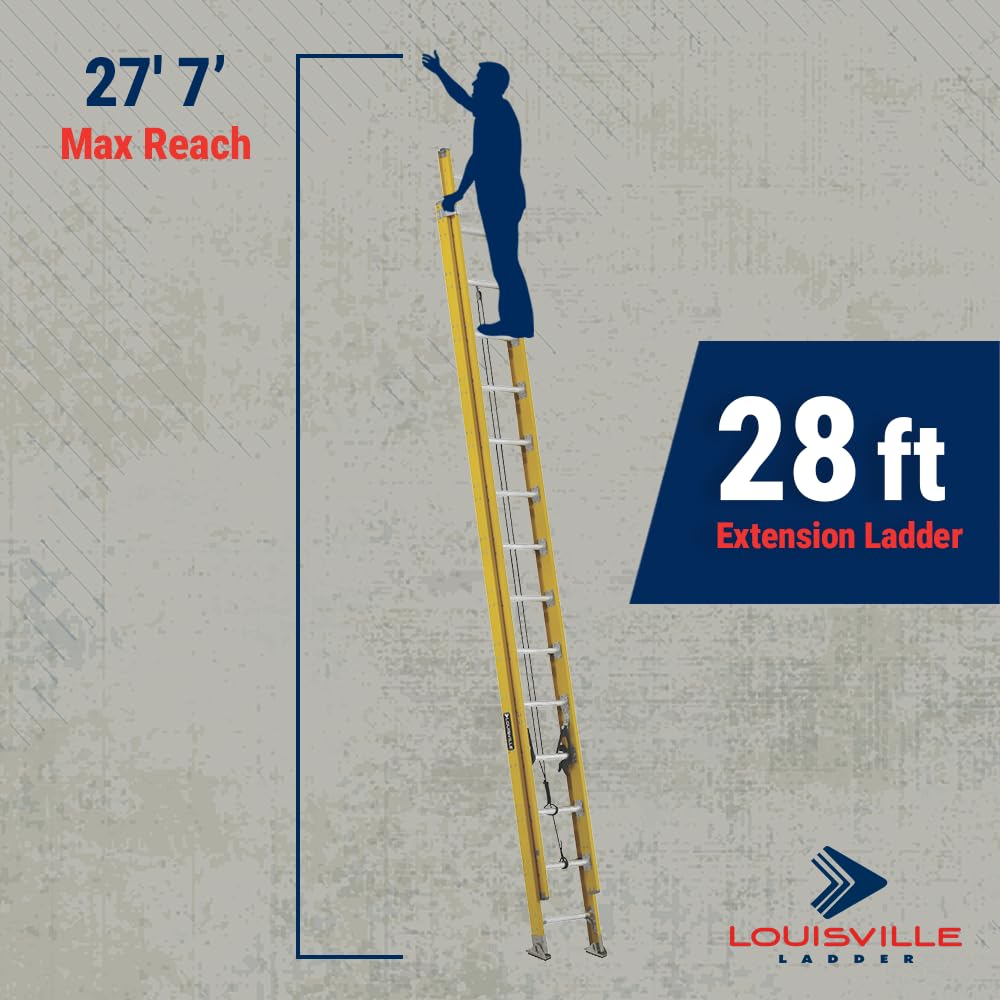 Louisville Ladder 16-foot Fiberglass Extension Ladder, 375-Pound Load Capacity, Type IAA, FE4228HD