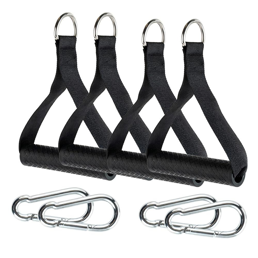 WINDAWNKE 4 Pack Resistance Band Handles, Double D-Ring Grips, Heavy Duty Exercise Handles for Cable Machine Attachment