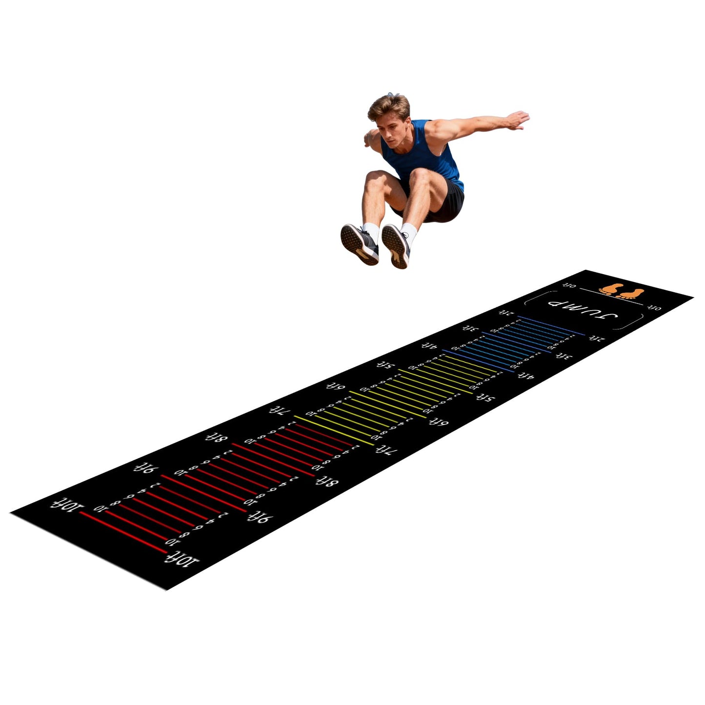 ASENVER Long Standing Jump Mat Non-Slip Broad Measurement Jumping Rope Pad Foldable Yoga Mat for Gym, Outdoor Exercise, Home Workout (Black, 11.5FT X 3FT)