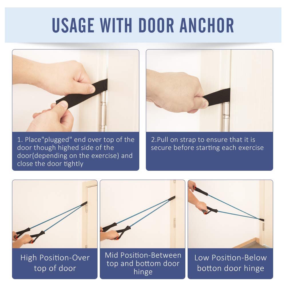 TOCO FREIDO Single Resistance Exercise Band with Comfortable Foam Handles and Door Anchor, Exercise Tube for Home Workouts,Yoga, Gym, Pilates, Stretching, Fitness Training (10-15lbs)