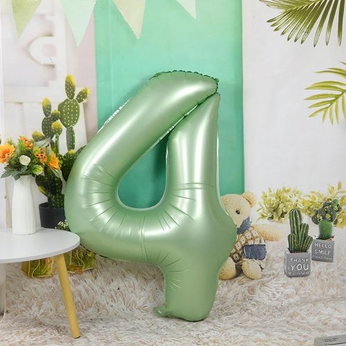 40 Inch Olive Green Number Balloon - Large 4 for Birthday Parties & Graduations