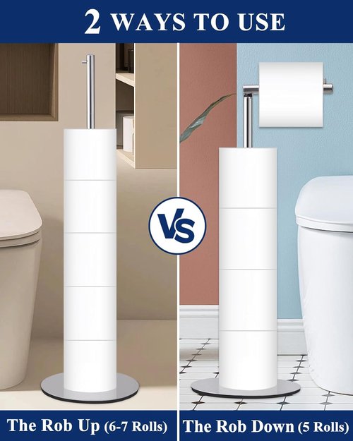Housen Solutions Toilet Paper Holder Stand - Modern Free-Standing Design for 4 Rolls | Chrome Finish