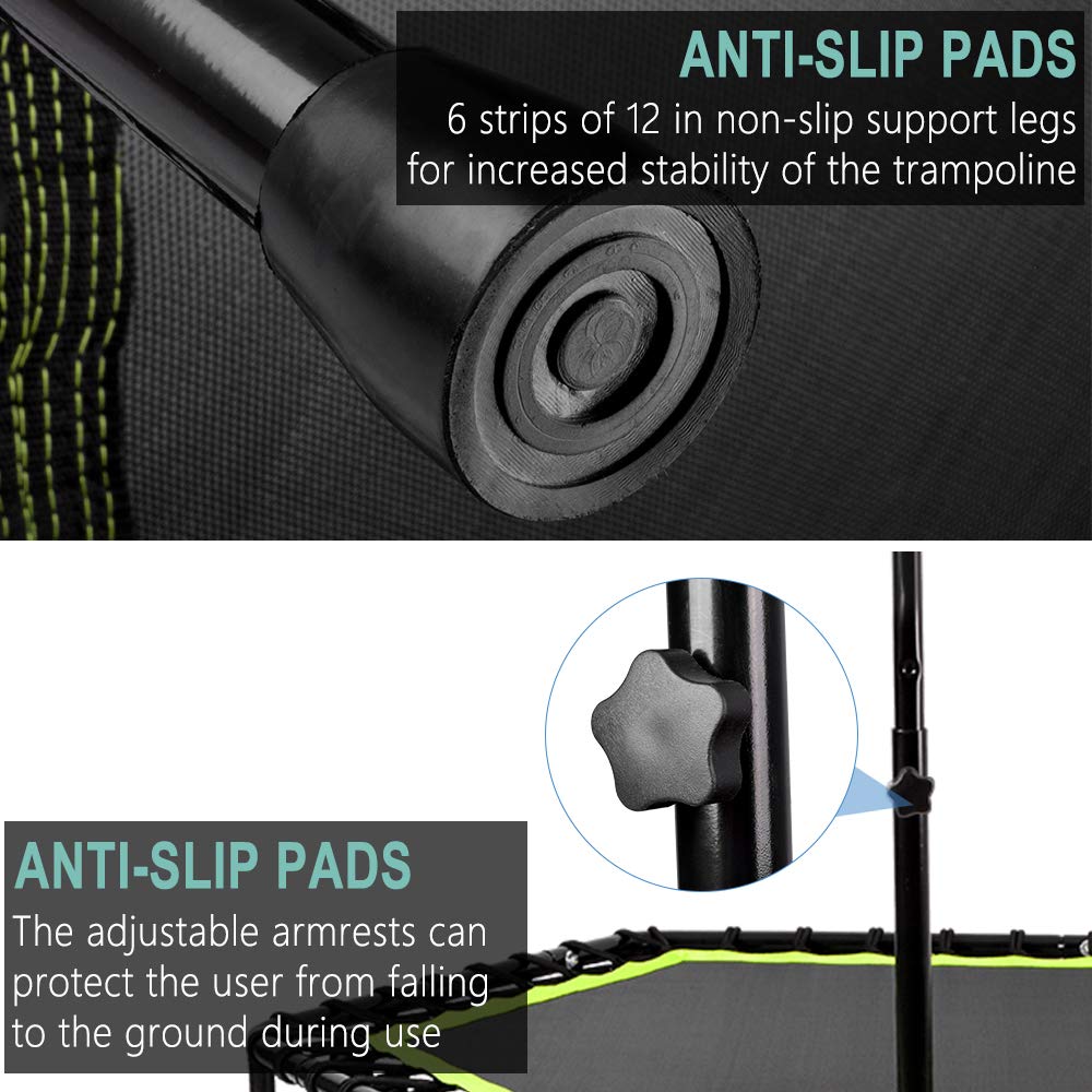 ONETWOFIT 42"/45" Rebounder Trampoline for Adults, Silent Mini Trampoline Indoor Exercise Fitness Trampoline Bungee Rebounder Workout Max Load 330lbs