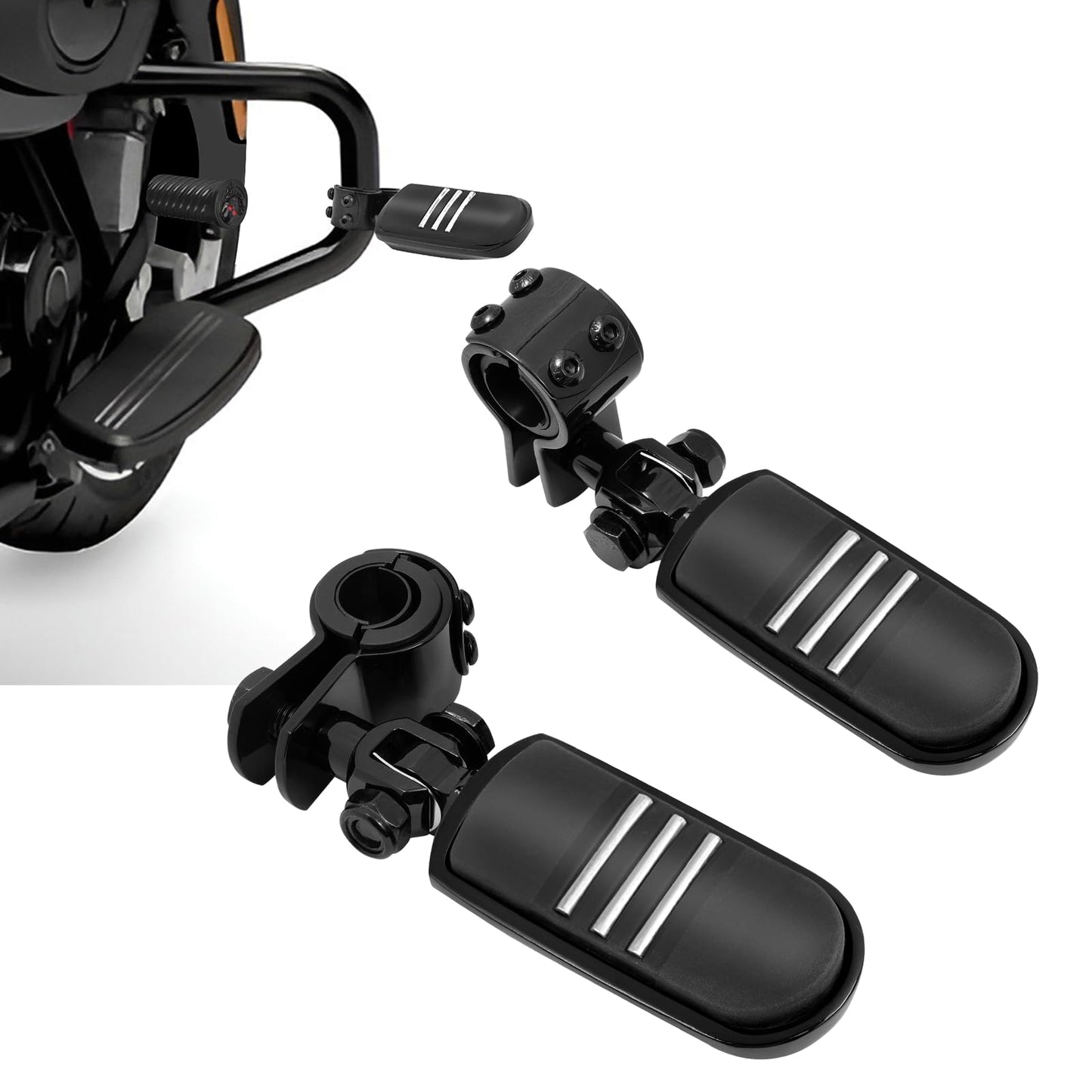 Sresk 1", 1-1/4", 1-1/3" Inch Motorcycle Highway Foot Pegs Adjustable Highway Footpegs Footrest Fit for Harley Touring Softail Road King Road Glide Sportster Honda Kawasaki Suzuki Yamaha(Black H04)