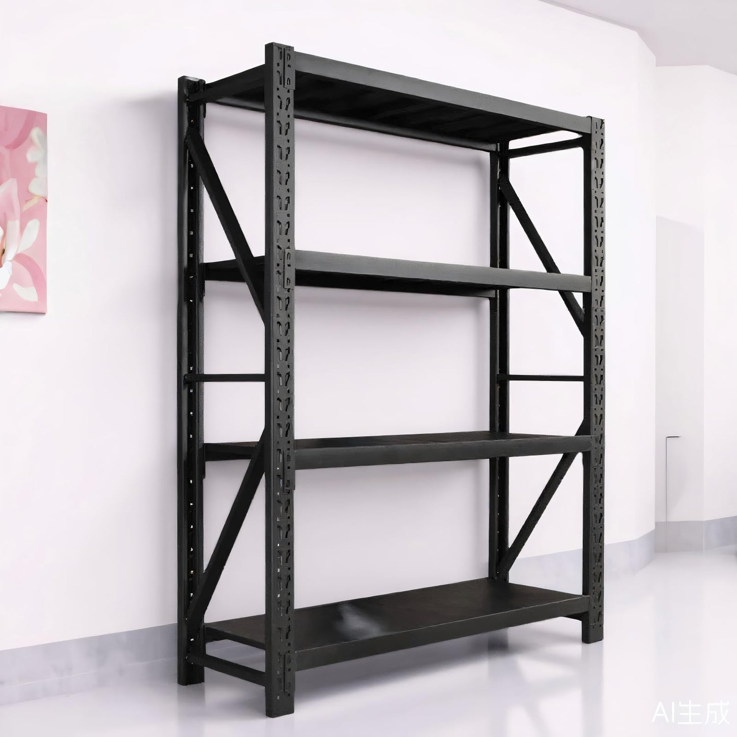 Heavy Duty Warehouse Shelving 4-Tier Industrial Steel Storage Shelves, 2600LB Capacity Per Shelf, Adjustable Shelves for Garage/Factory/Commercial Use (Black, W67*D21.7*H65)
