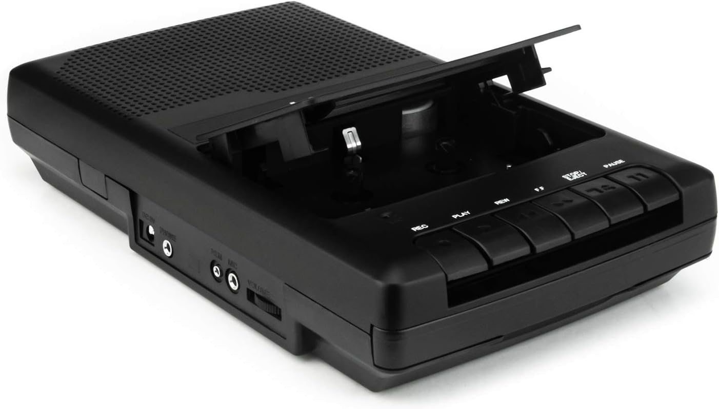 Tyler TCP-01 Cassette 120V Portable Player and Recorder - Retro Shoebox Style Music Device with Stand-Alone Microphone