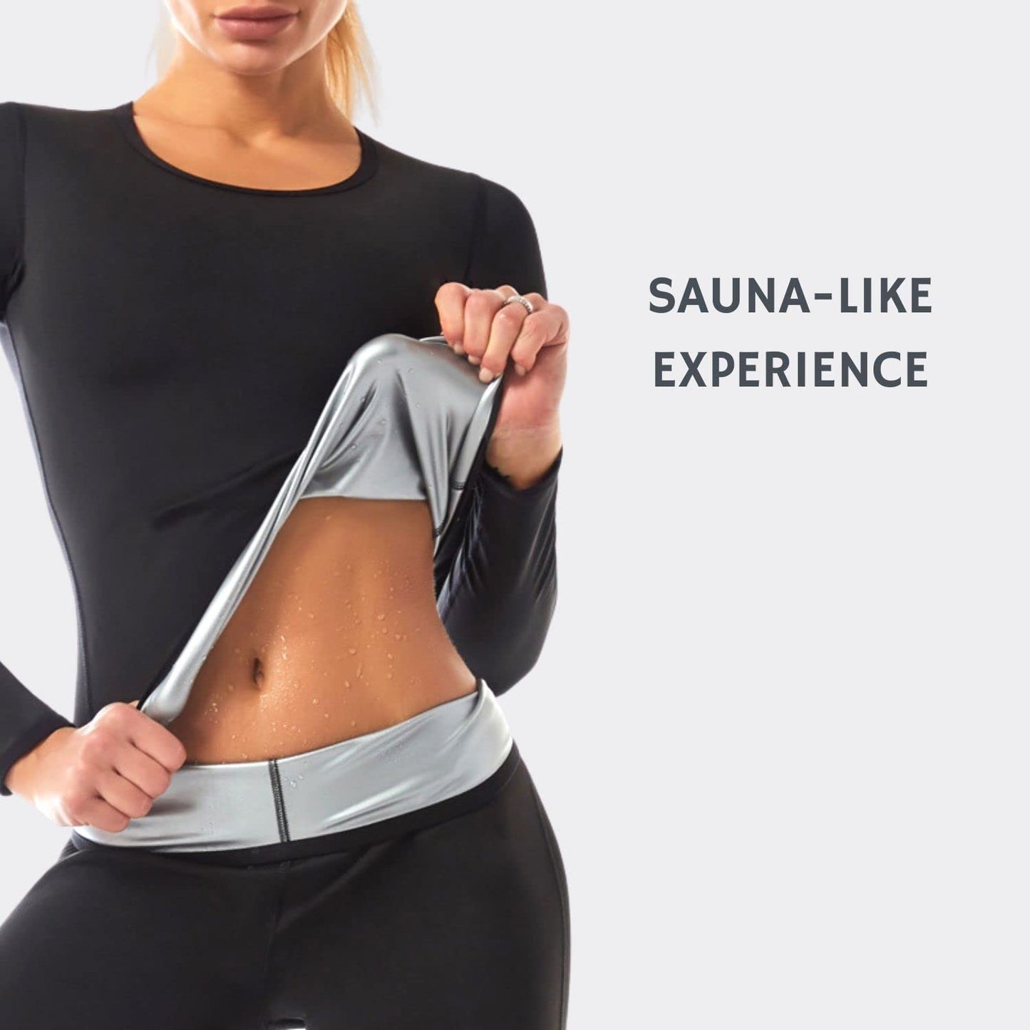 Nano Hertz Sauna Sweat Suit Shapewear Top Trainer Workout Body Shaper Sweatsuit Long Sleeve Shirt Women