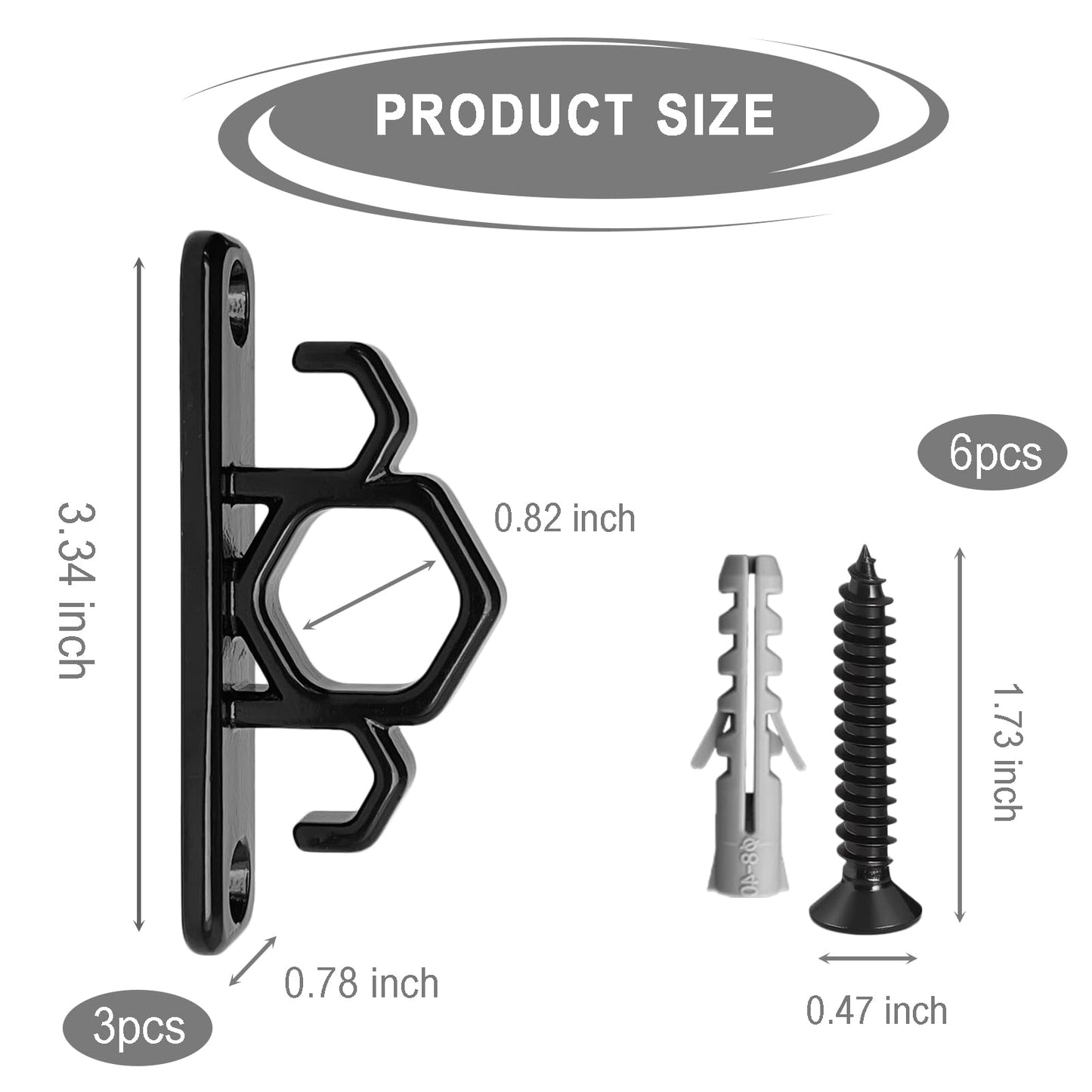WOCHOLL Resistance Band Wall Anchors Heavy Duty Wall Mount Workout Anchors for Exercise Bands, Space-Saving Home Gym Workouts, Strength Training, Durable Steel Construction (3, Black)