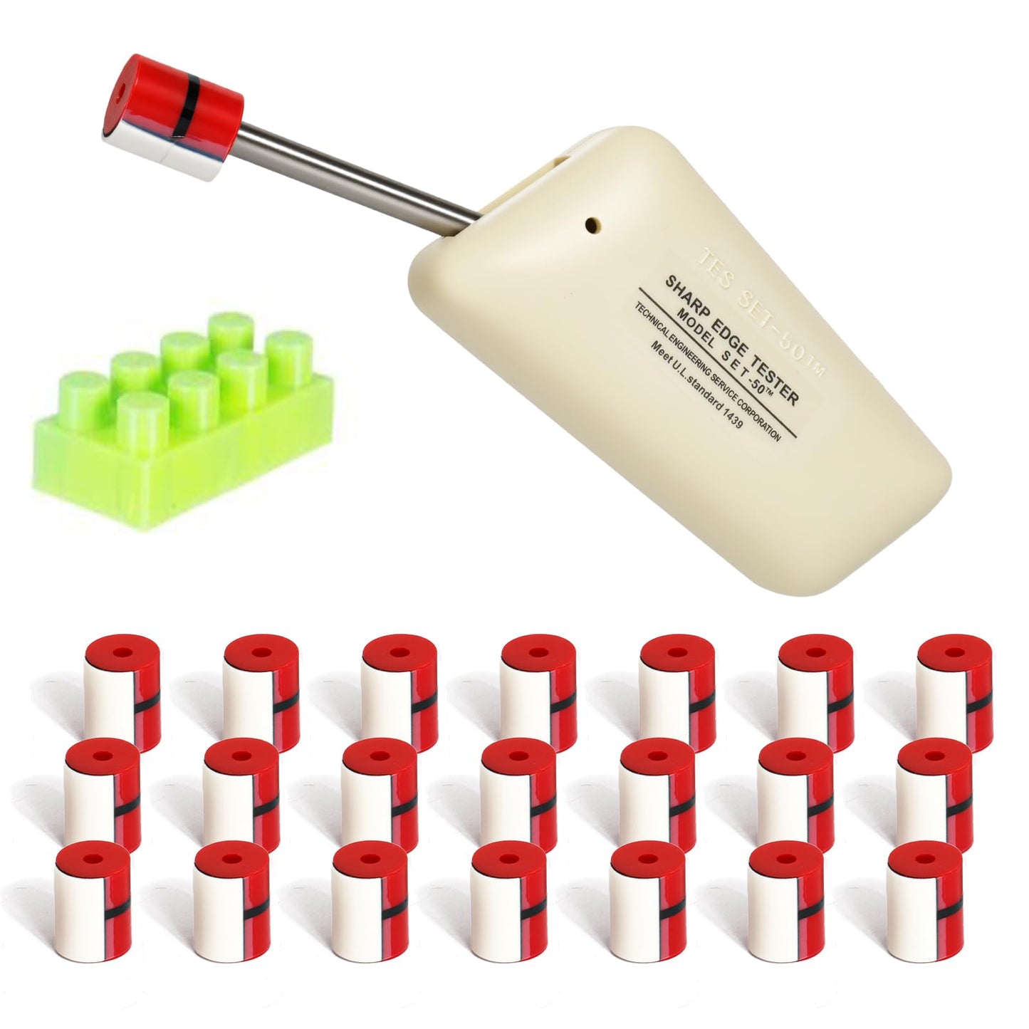CHENNTAI Sharp Edge Tester, with 3 Layer Test Caps 21 Pack 1.5 Lbs Pressure 2 in Single Stroke 2-5 Sec Test Time UL Certified for Detecting Sharp Edges on Electrical Products Household Appliances